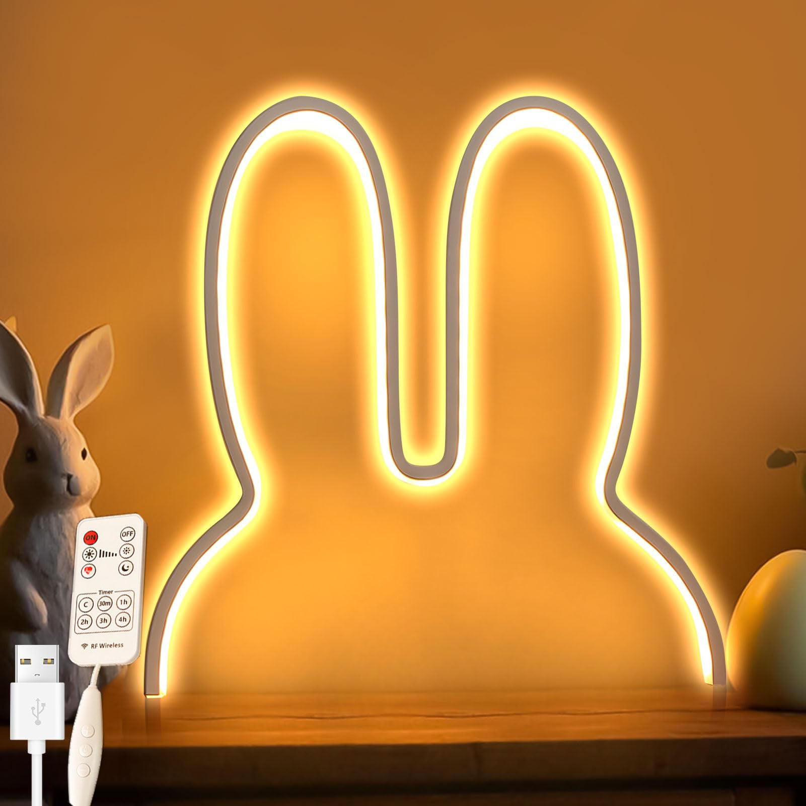 Lampa ścienna królik neon LED lampka nocna królik wielkanocny dekoracja ścienna na przyjęcie trzy temperatury barwowe x cm biały
