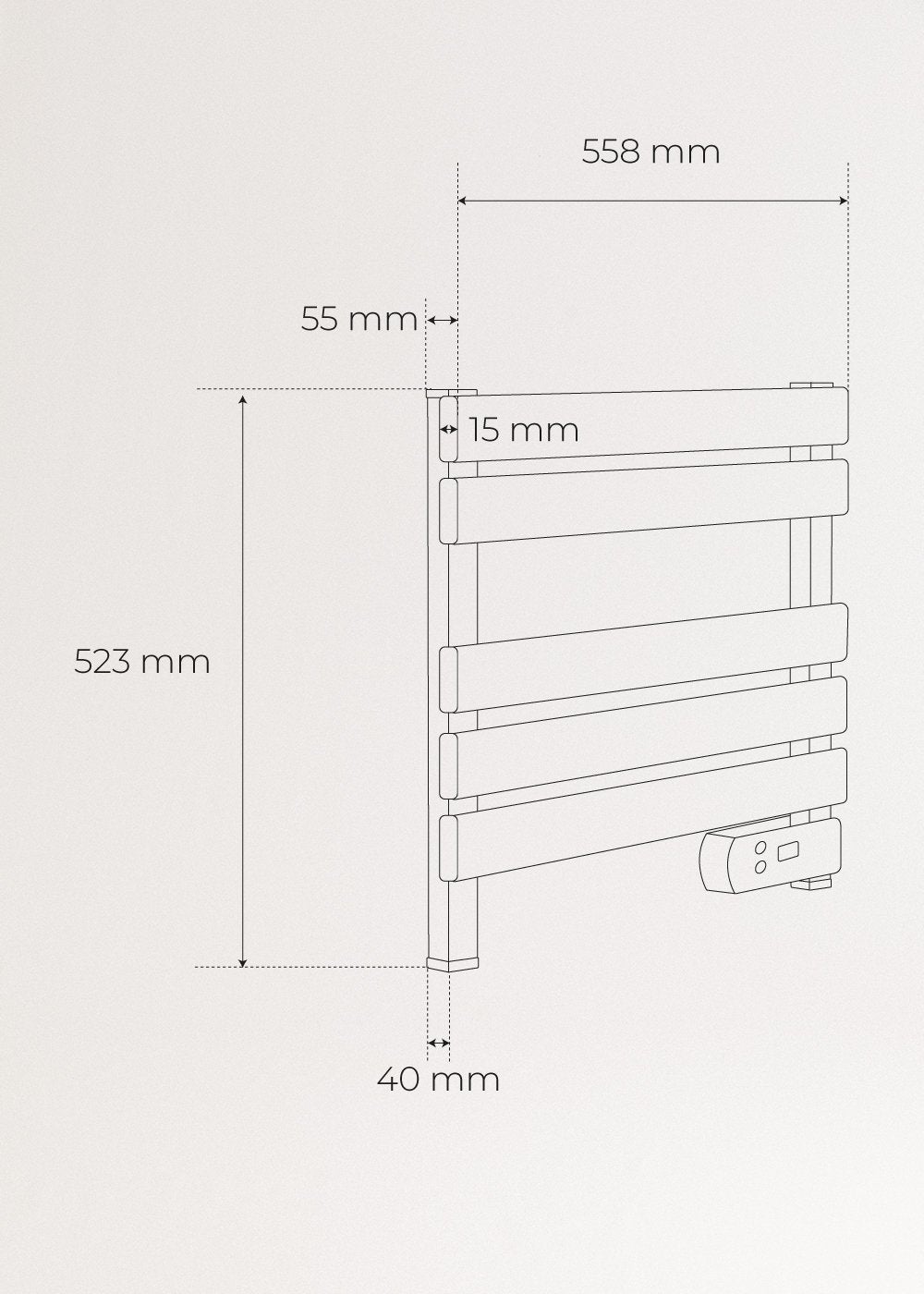 CREATE - Toalheiro elétrico de parede 150W, Sem prateleiras - Preto - WARM TOWEL MINI - 8