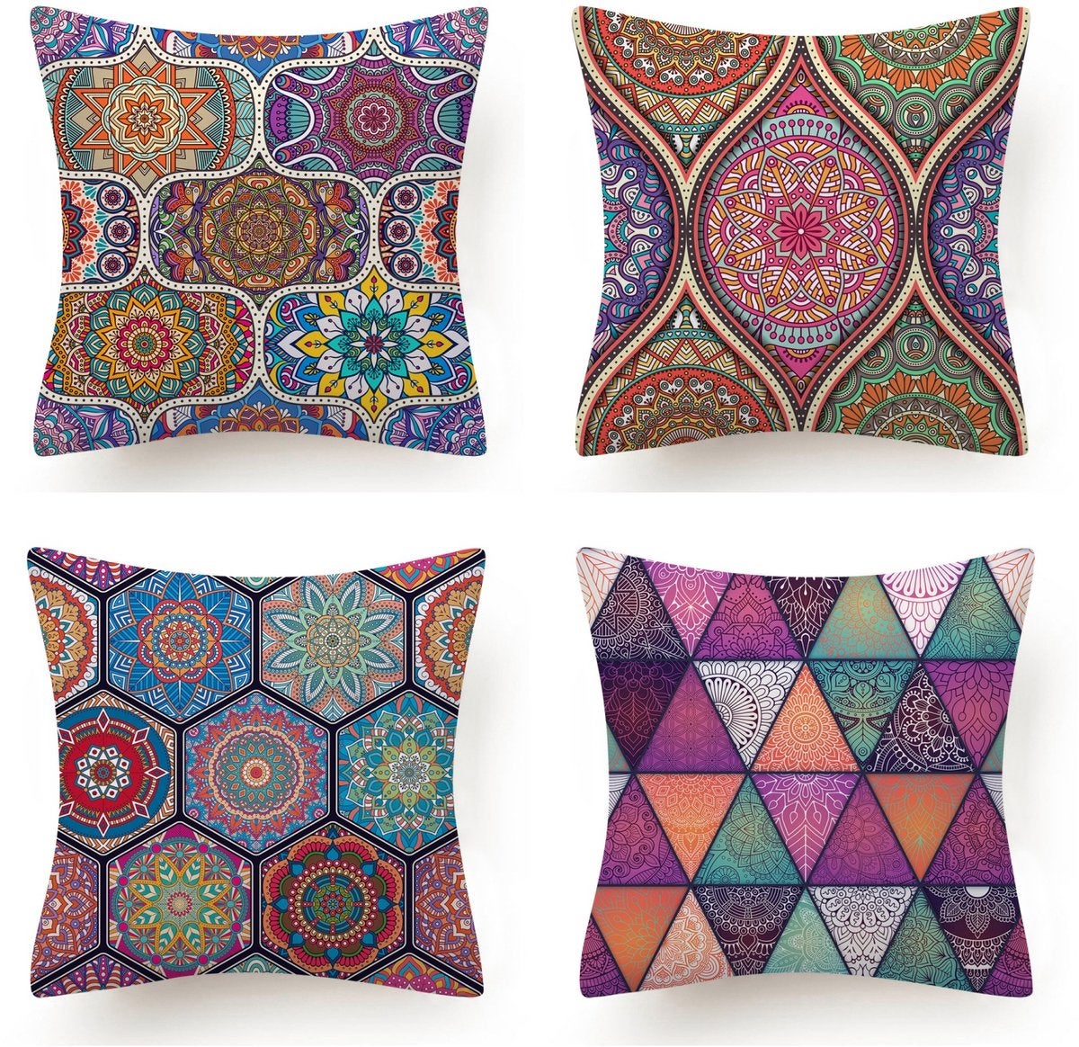 Set de 4 fețe de pernă decorative în stil boho, din in și bumbac, pentru dormitor, mașină, canapea, decor pentru casă (45 x 45 cm) 4buc
