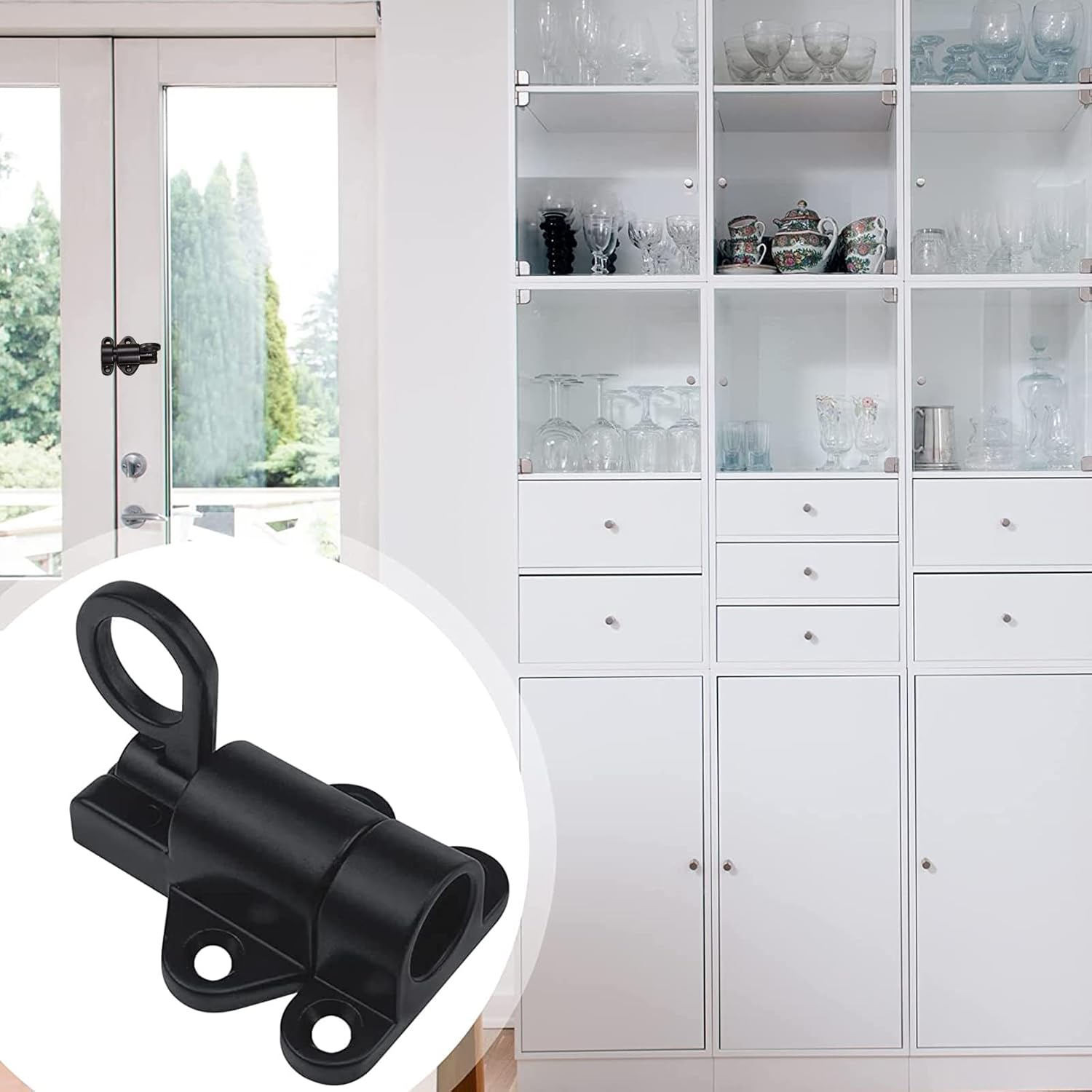 Verrou à Ressort KeyMet 470/14 Mm - Loquet De Porte Noir - Neuf Sous Blister