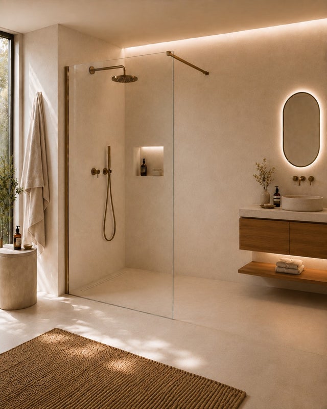 Paroi de douche à l'italienne, 90 cm de long, profilés en bronze brossé et verre trempé clair de 6 mm Deante Nivis KTJ_C39P - 90 cm
