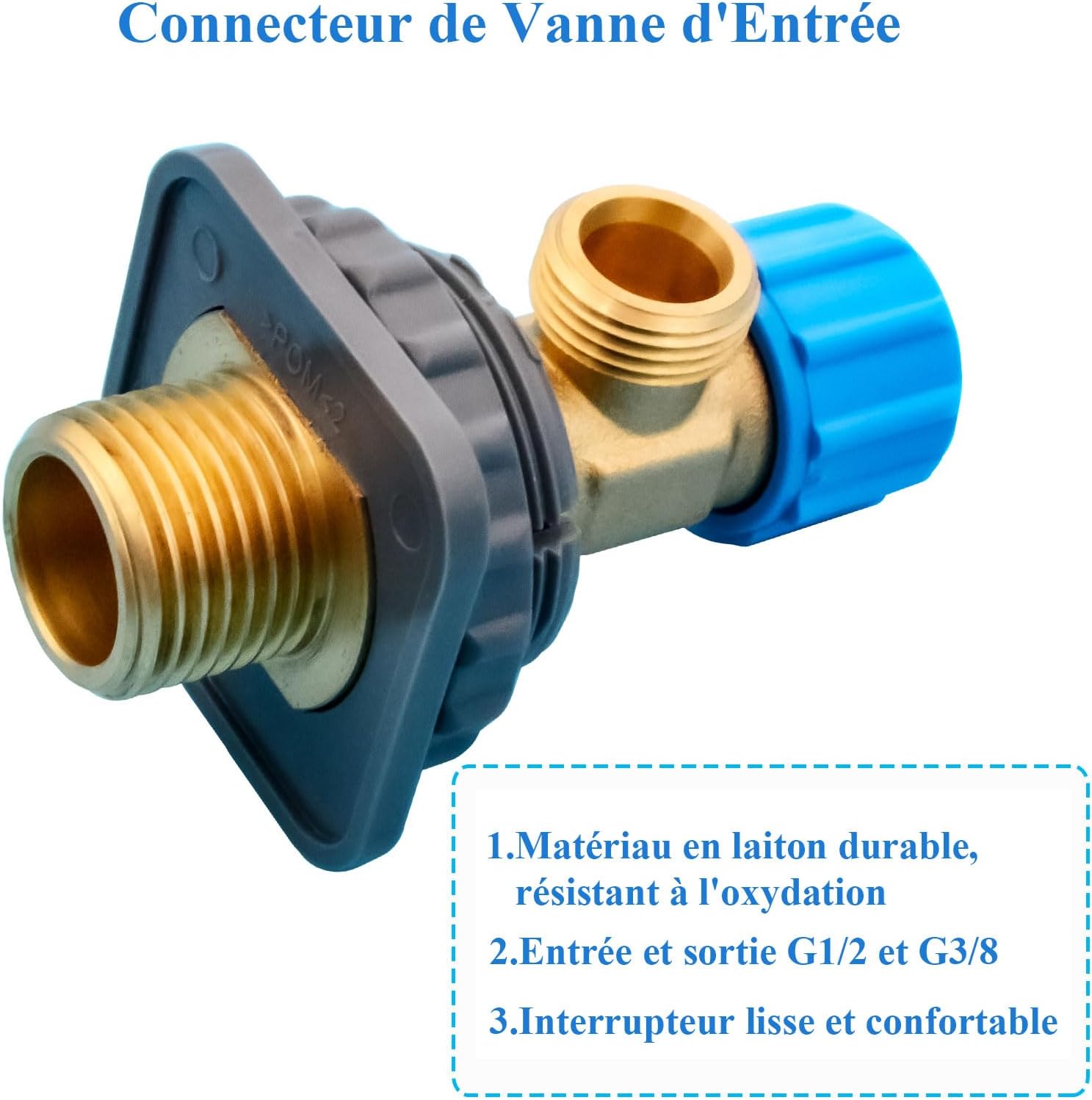 Robinet d’Angle 3/8” pour WC – Compatible Geberit – Raccord Eau Réservoir (Modèles 212458, 240.189, etc.) - 3