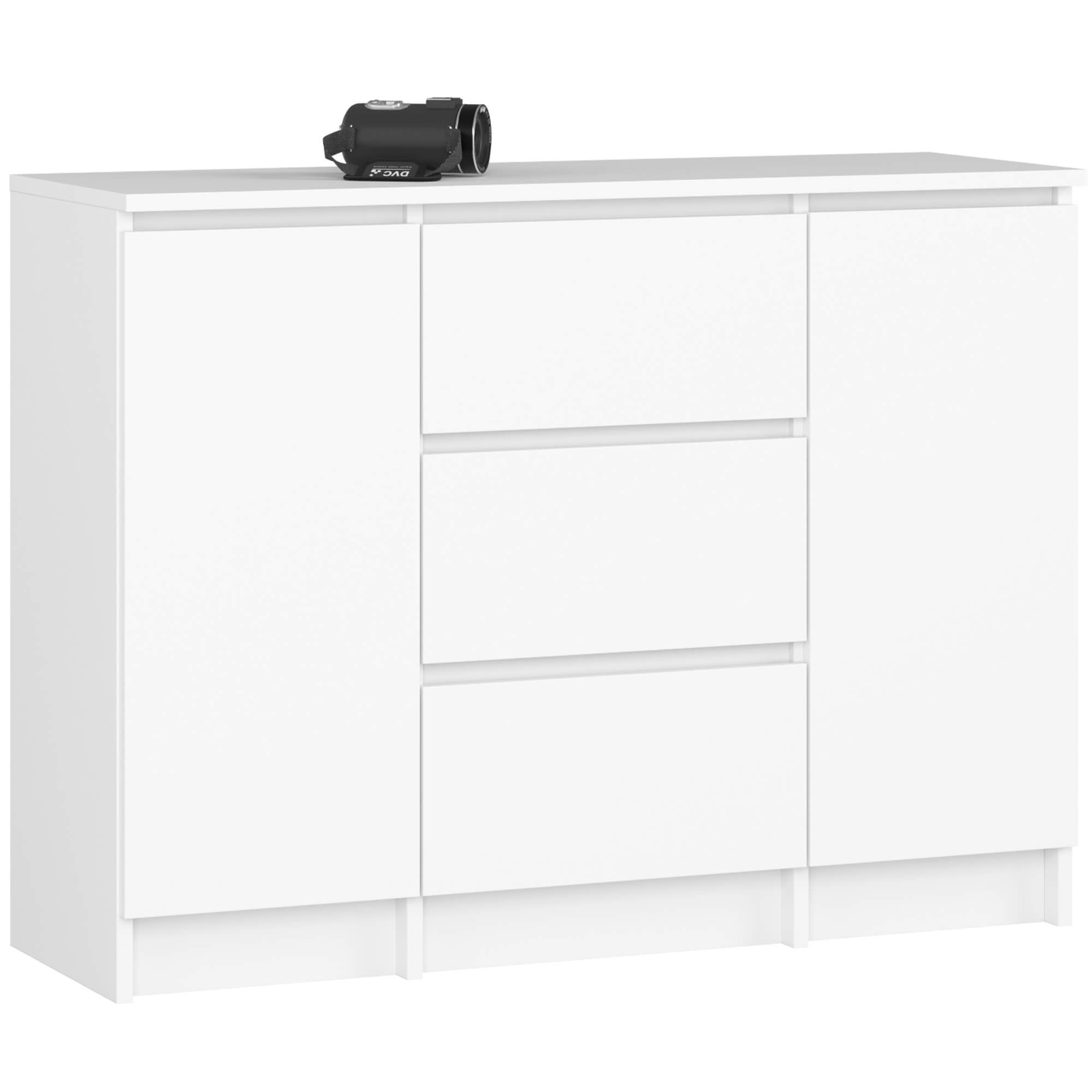 Komoda AKORD K100 kolor Biały mat 101 cm 2 drzwi 3 szuflady 4 półki 101x35x76 cm