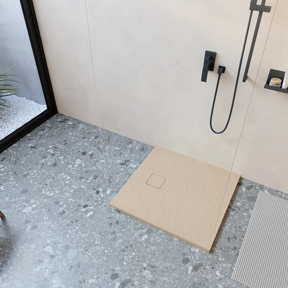 Receveur de douche 80 x 80 cm couleur ivoire effet pierre | Samos - 3
