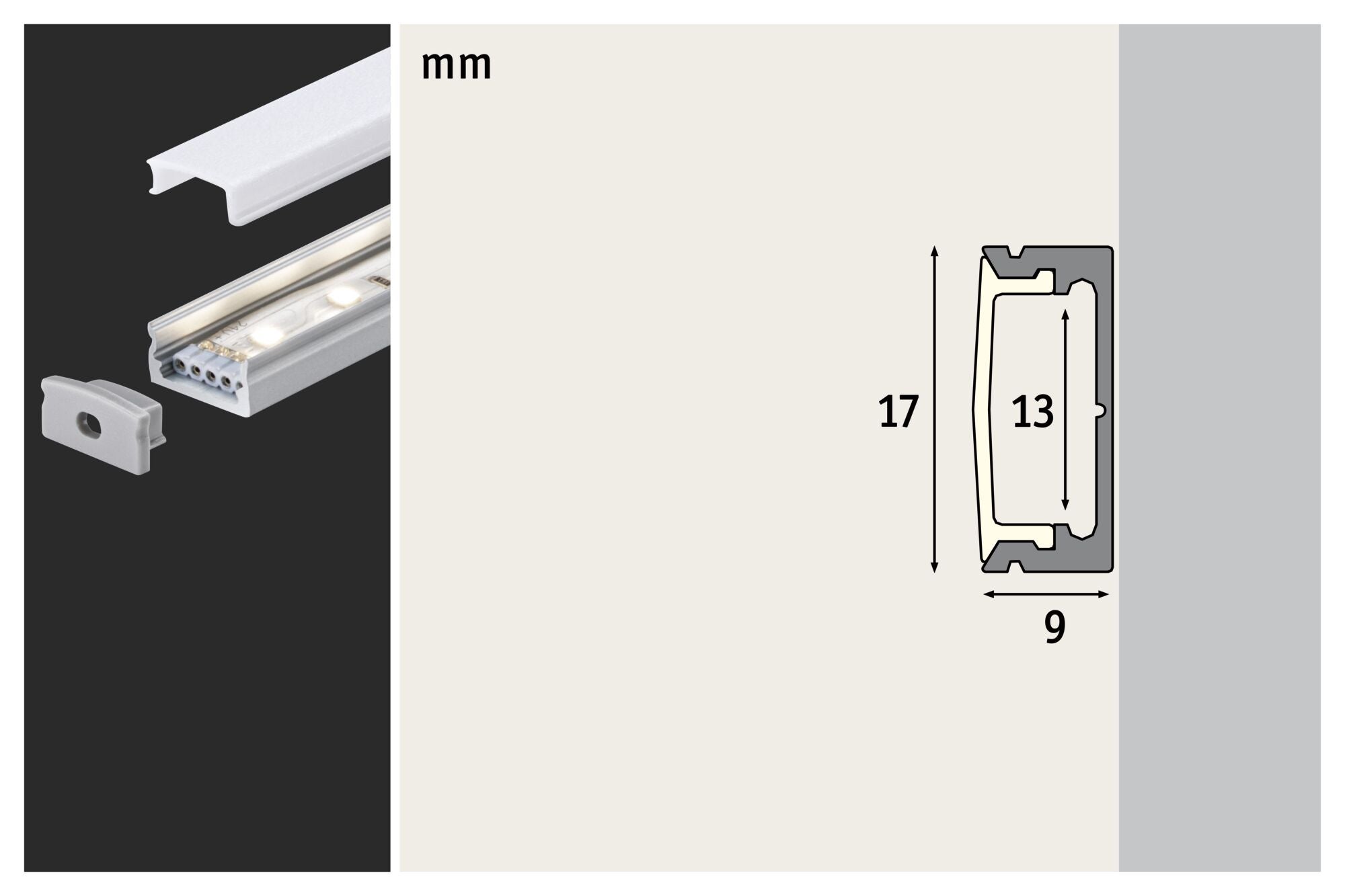 Profilé de strip LED Base Diffuseur blanc 2m Alu anodisé Satiné - 4
