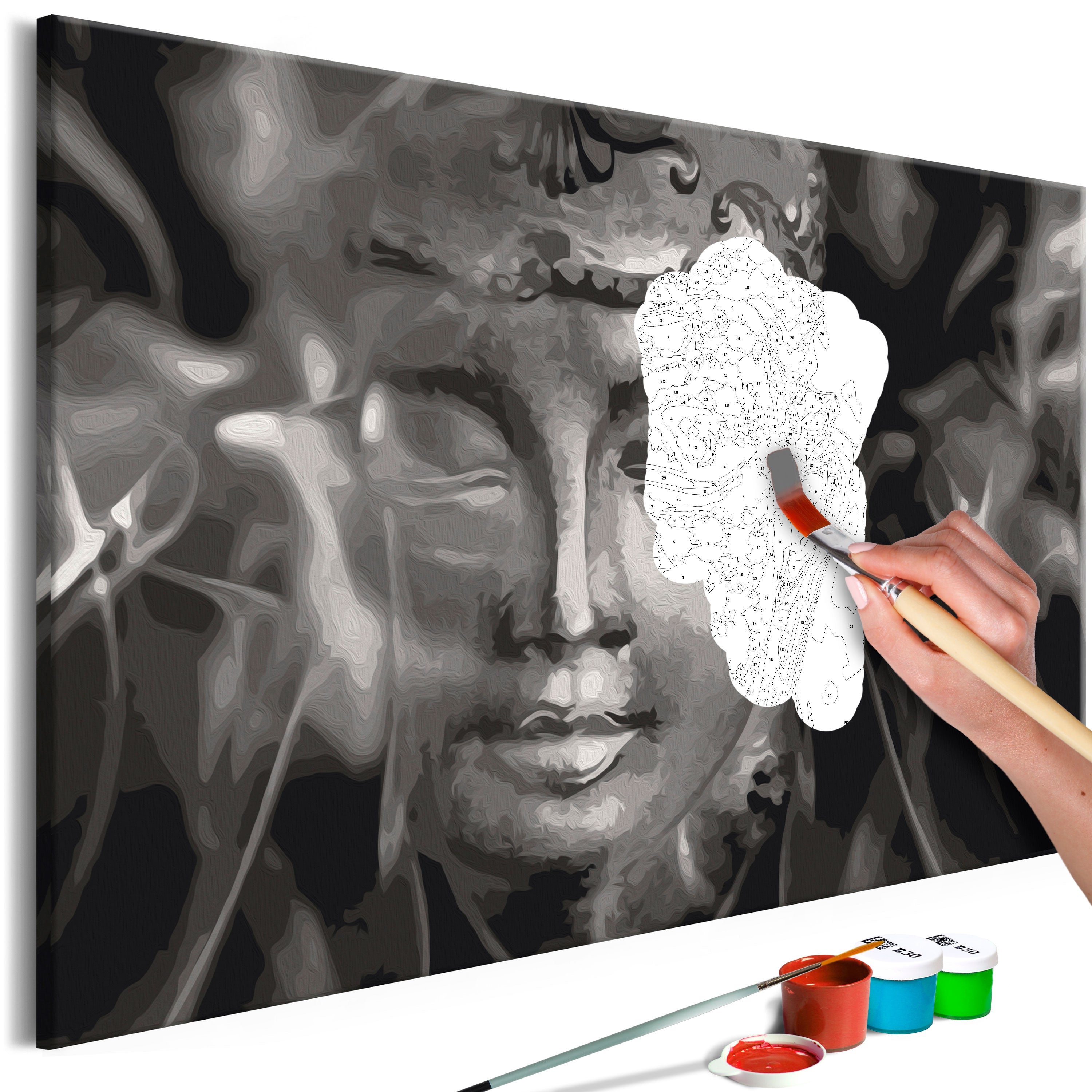 Pittura A Numeri ABEUTY - Due Gatti In Giardino, Tela 40x50 Cm Con Cornice