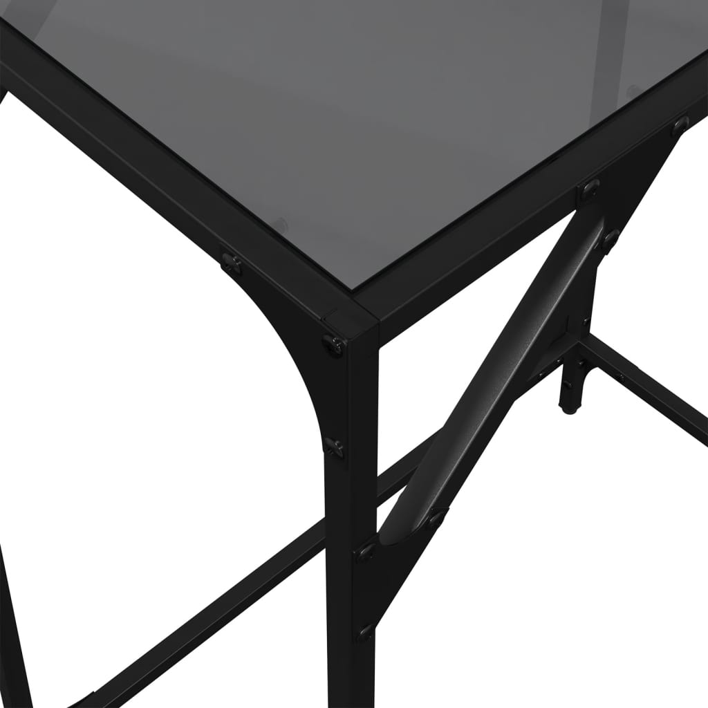Tavolino Consolle con Piano in Vetro Nero 60x35x81cm in Acciaio vidaXL - 7