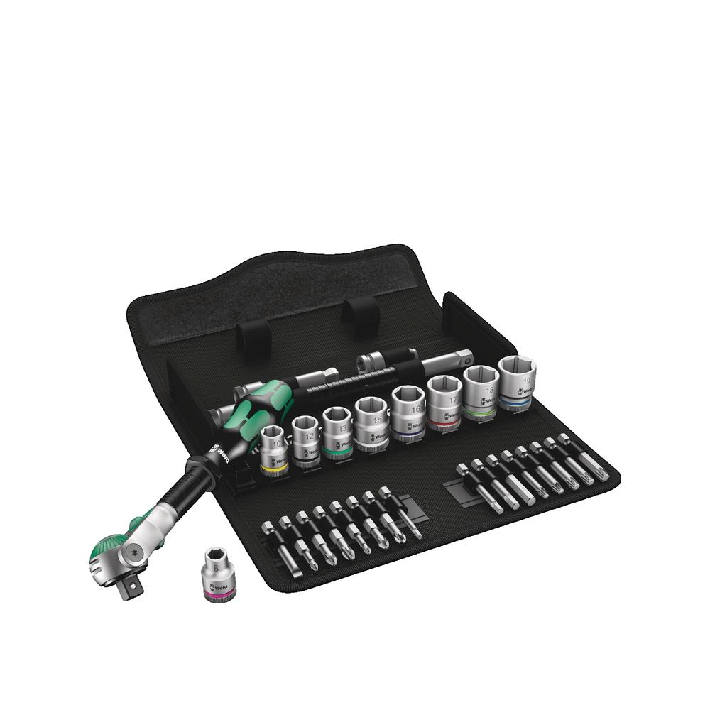 Zestaw kluczy nasadowych Wera 8100 SB 6 Zyklop Speed 29 sztuk, ergonomiczna rączka