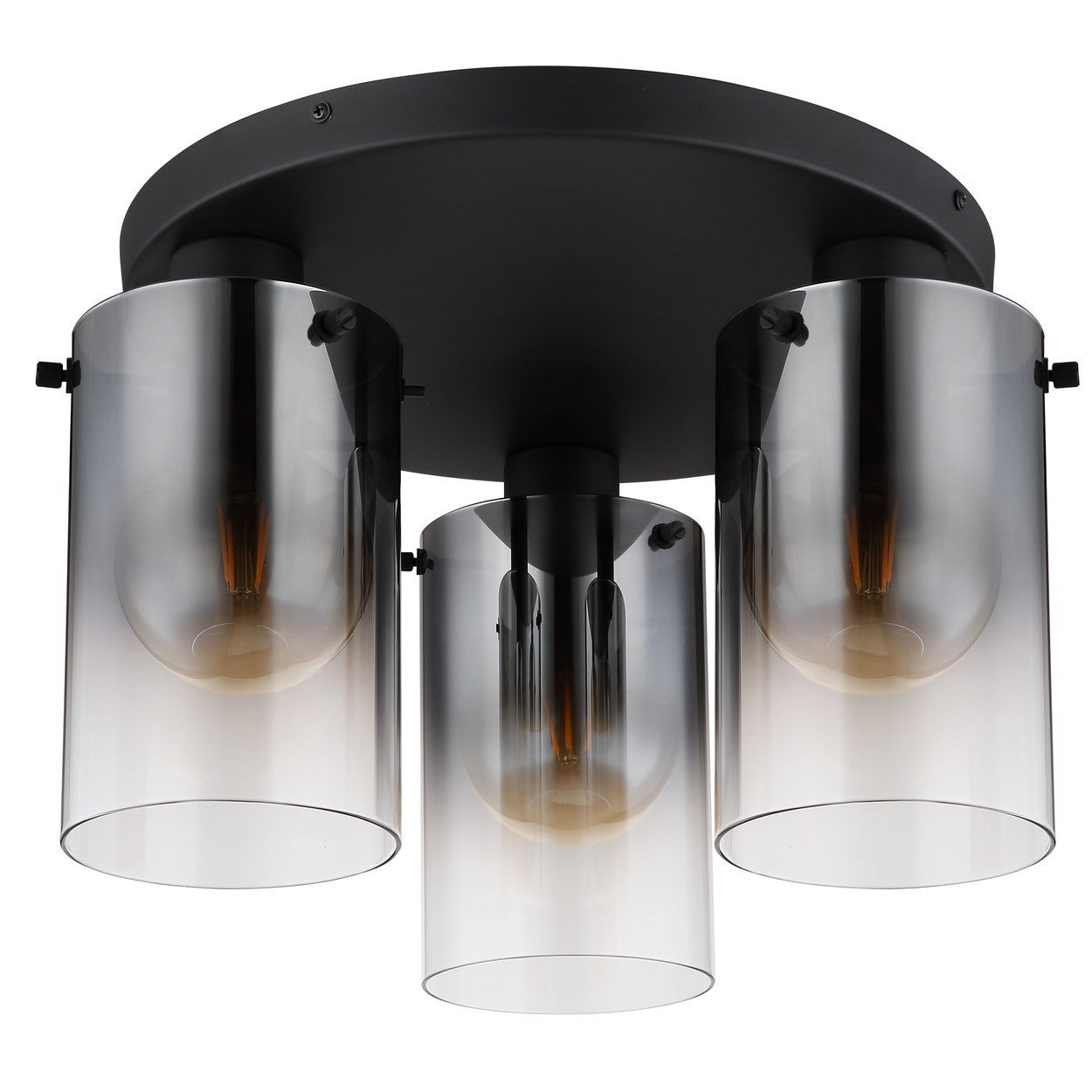 Globo Florentina Plafonnier Cluster Shade en verre fumé noir mat, 3 ampoules E27 - 2