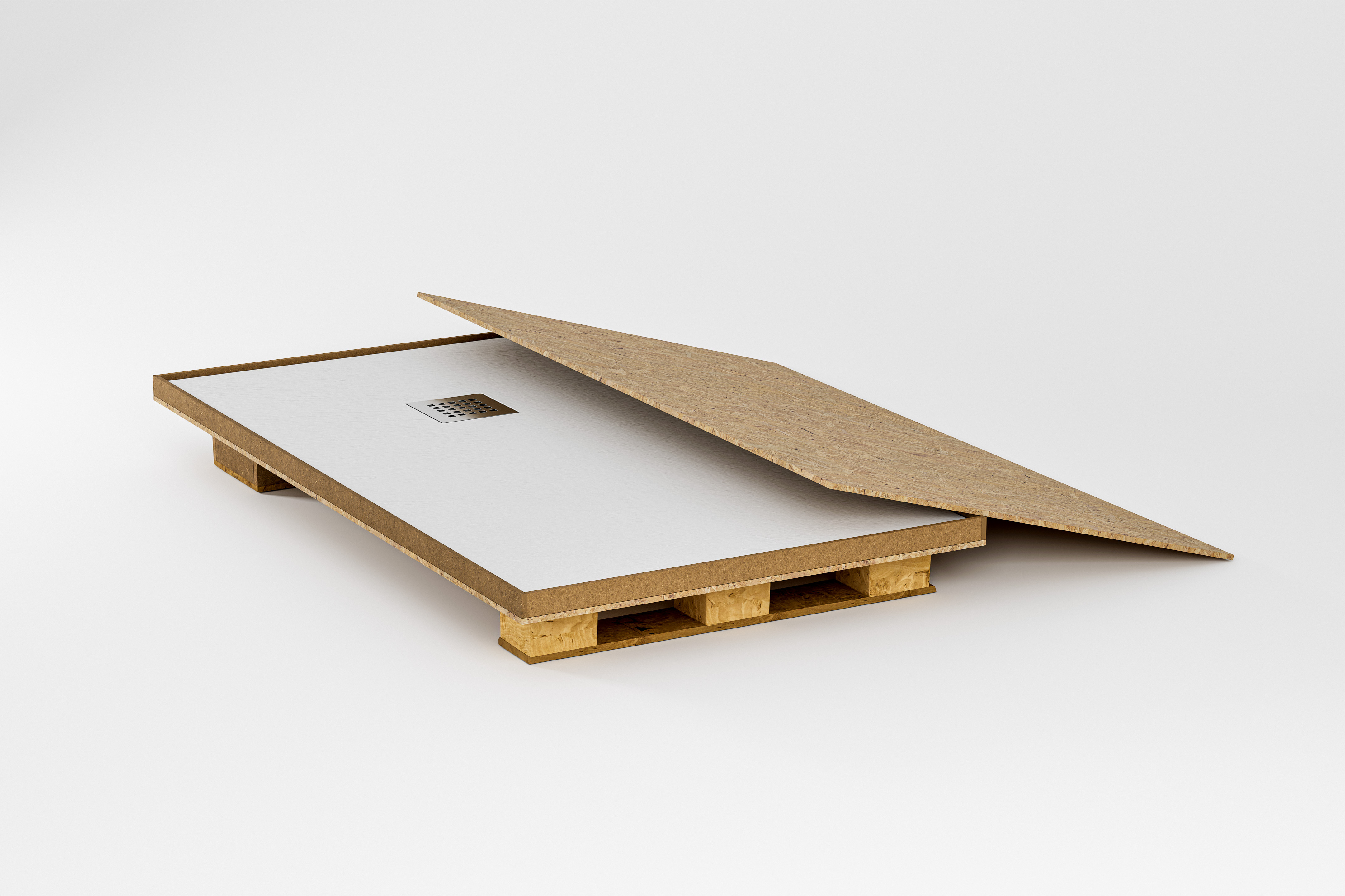 BELLOBATH - Receveur de douche en résine antidérapante - Texture ardoise douce -Avec la bonde et la grille comprises - Blanc - 100 X 160 cm - 10