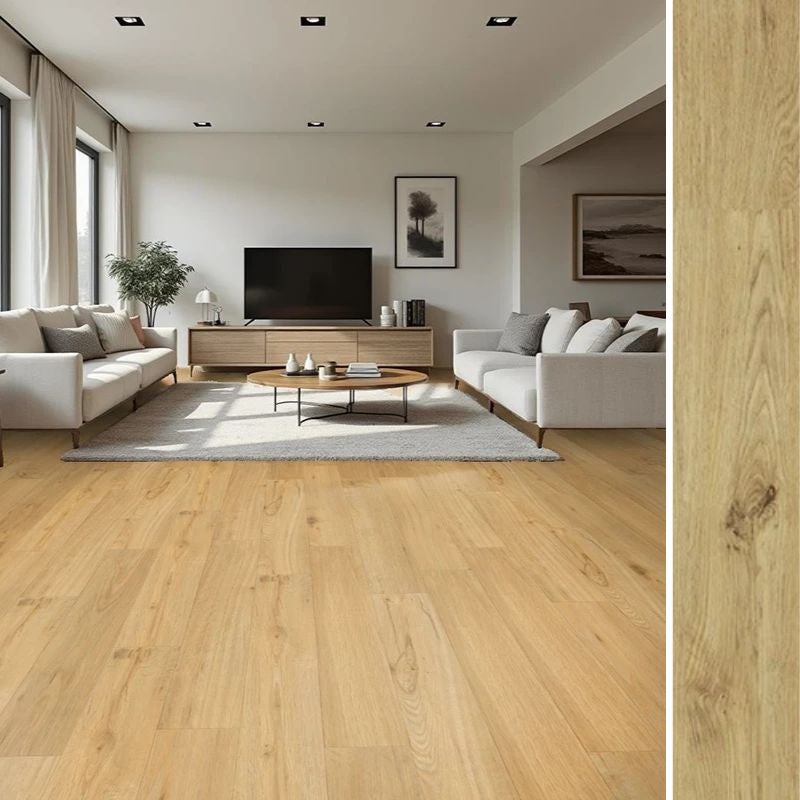 Arquiservi| suelo vinílico en click spc. base incluída (5,7mm) (44,60 m²) roble naturaleza. apto suelo radiante, alto tránsito, fácil instalación.