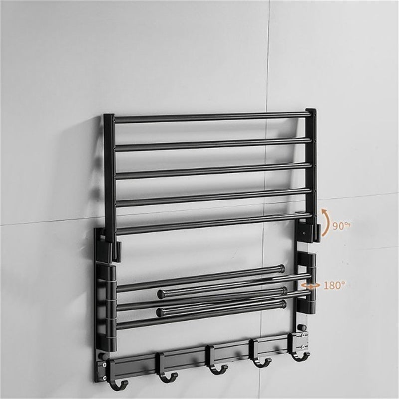 Obrotowy składany wieszak na ręczniki bez wiercenia, półka na ręczniki łazienkowe, srebrny, 50×25,5×29 cm - 5