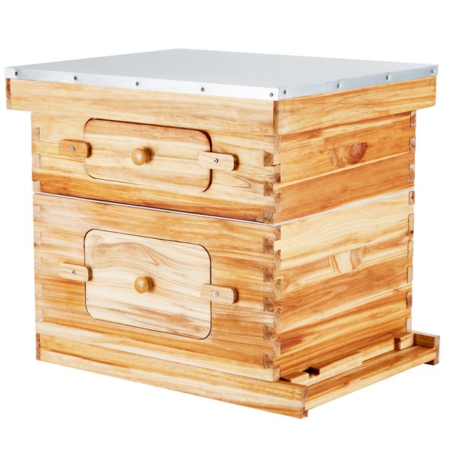 Kit inicial para colmeia SucceBuy 20 quadros, madeira de cedro revestida com cera de abelha, 1 caixa profunda + 1 caixa média, modelo Langstroth