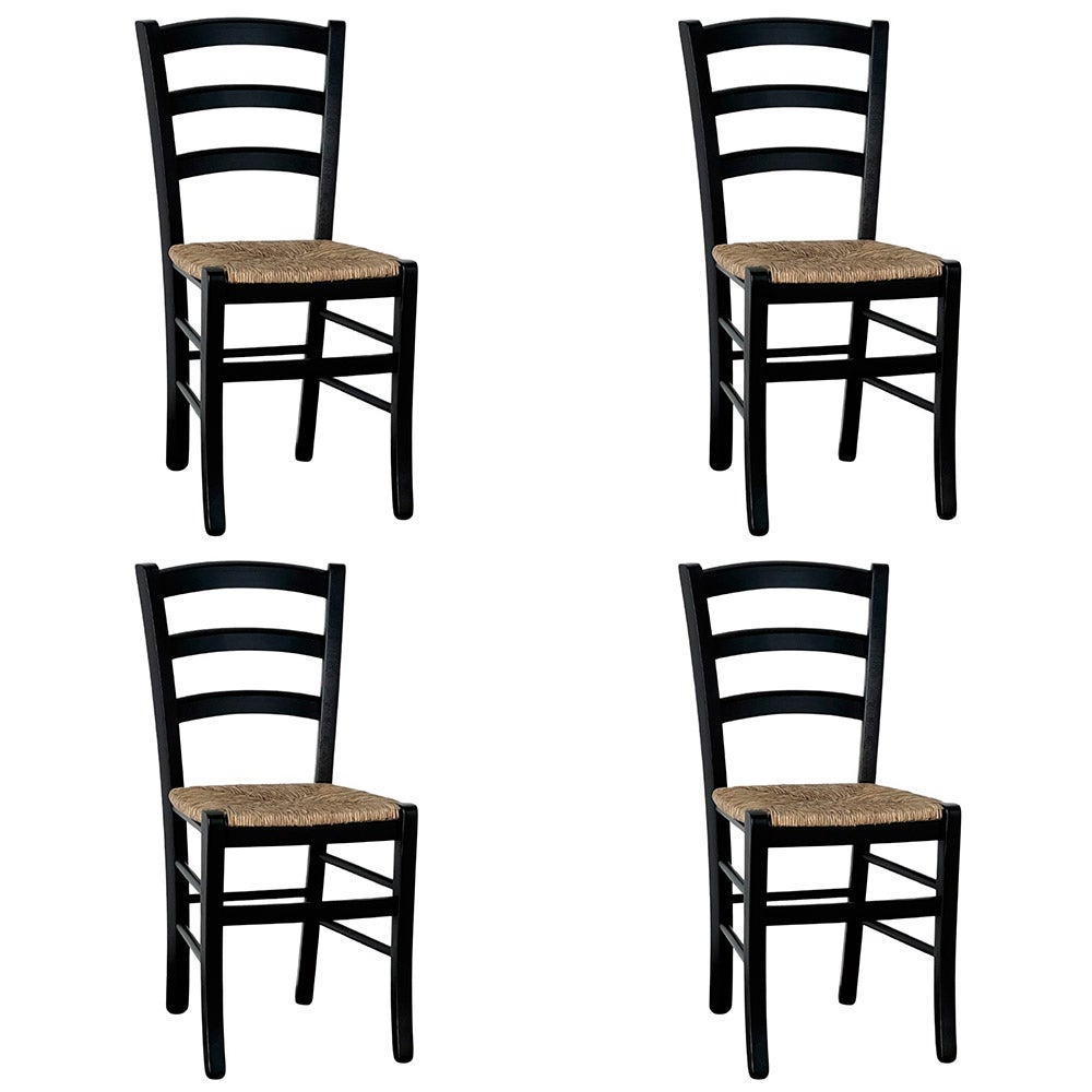 Sedia Venezia In Legno Massello Di Faggio E Seduta In Paglia Naturale, 100% Made In Italy, Artigianale, Per Cucina O Ristorante