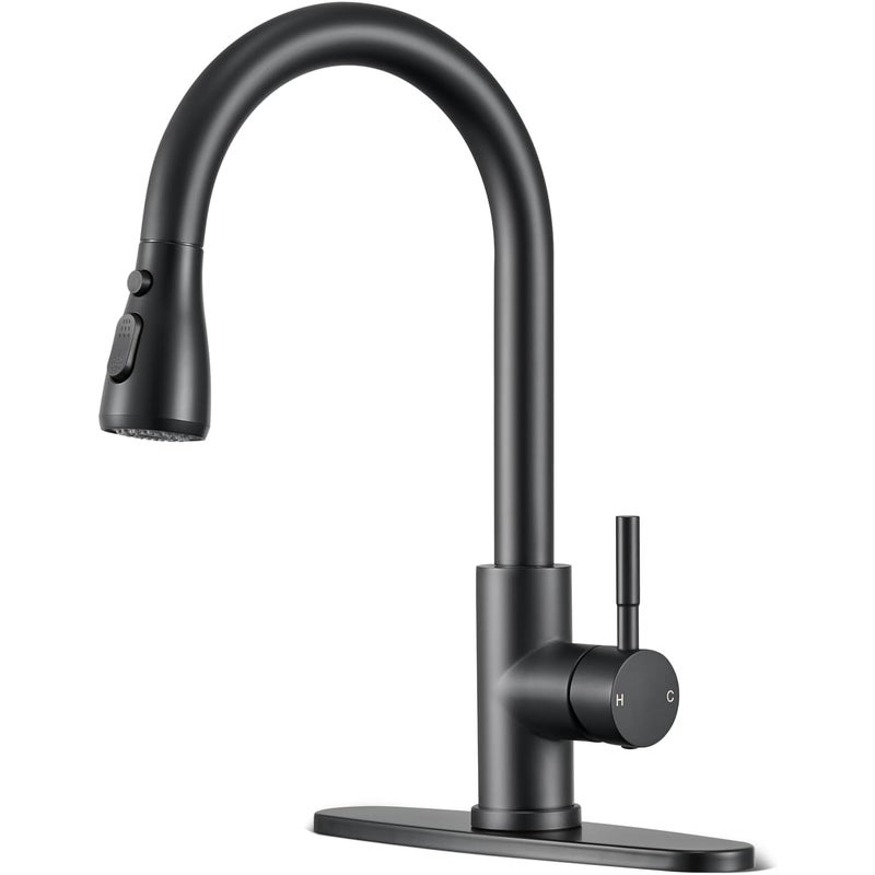 Bateria Zlew Kuchnia Łazienka z Wysuwaną Wylewką | Bateria Zlewozmywakowa Nierdzewna | Gospodarstwo Kemping Pralnia Kamper Bar Czarny