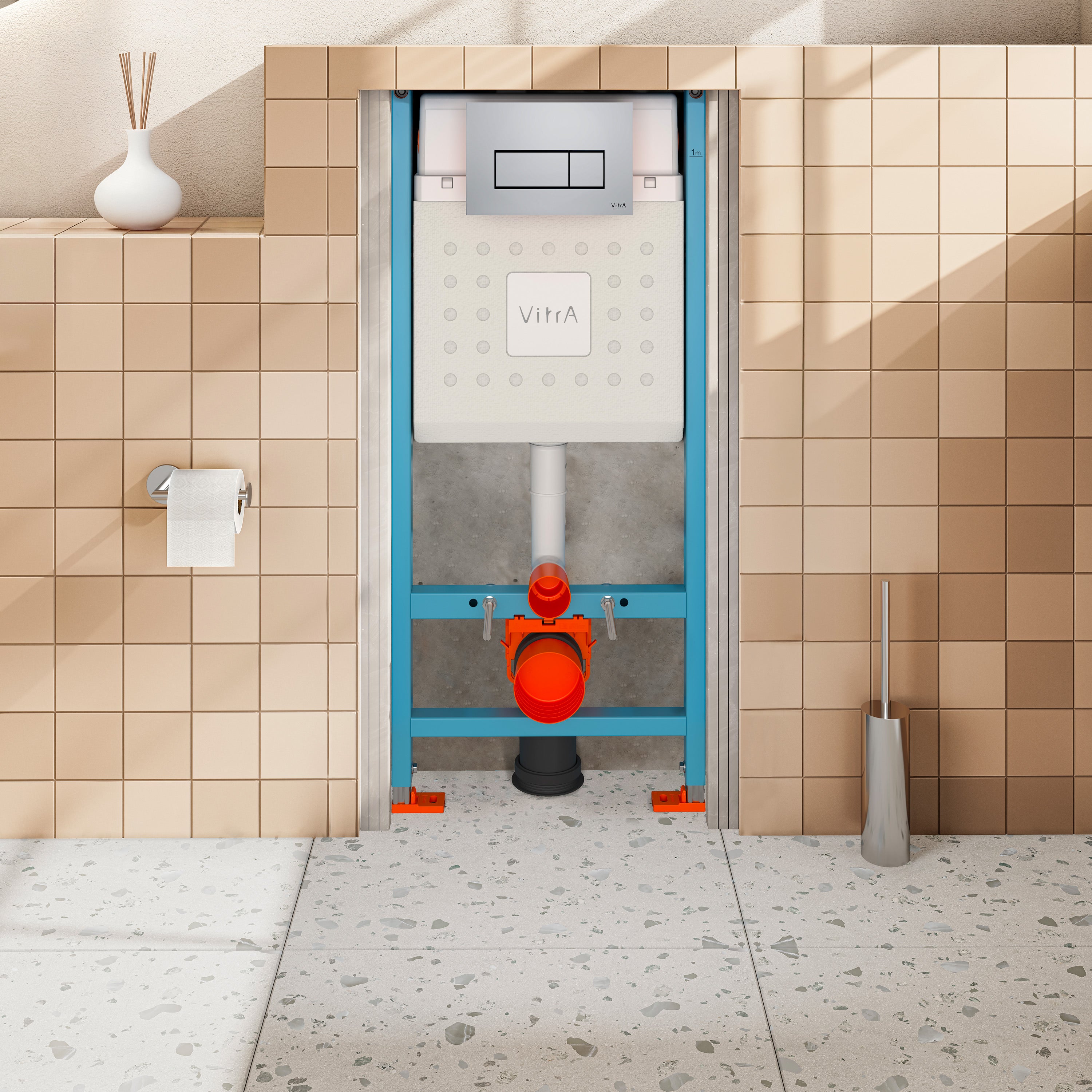 VITRA Pack WC S50 suspendu cuvette carénée et bati support mur porteur avec plaque Chromée - 3