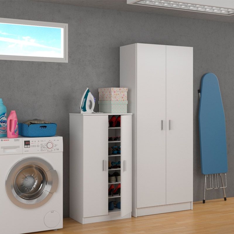 Armoire à chaussures FIONA 2 portes (30 Paires) L55 cm x H108cm - Blanc - 6