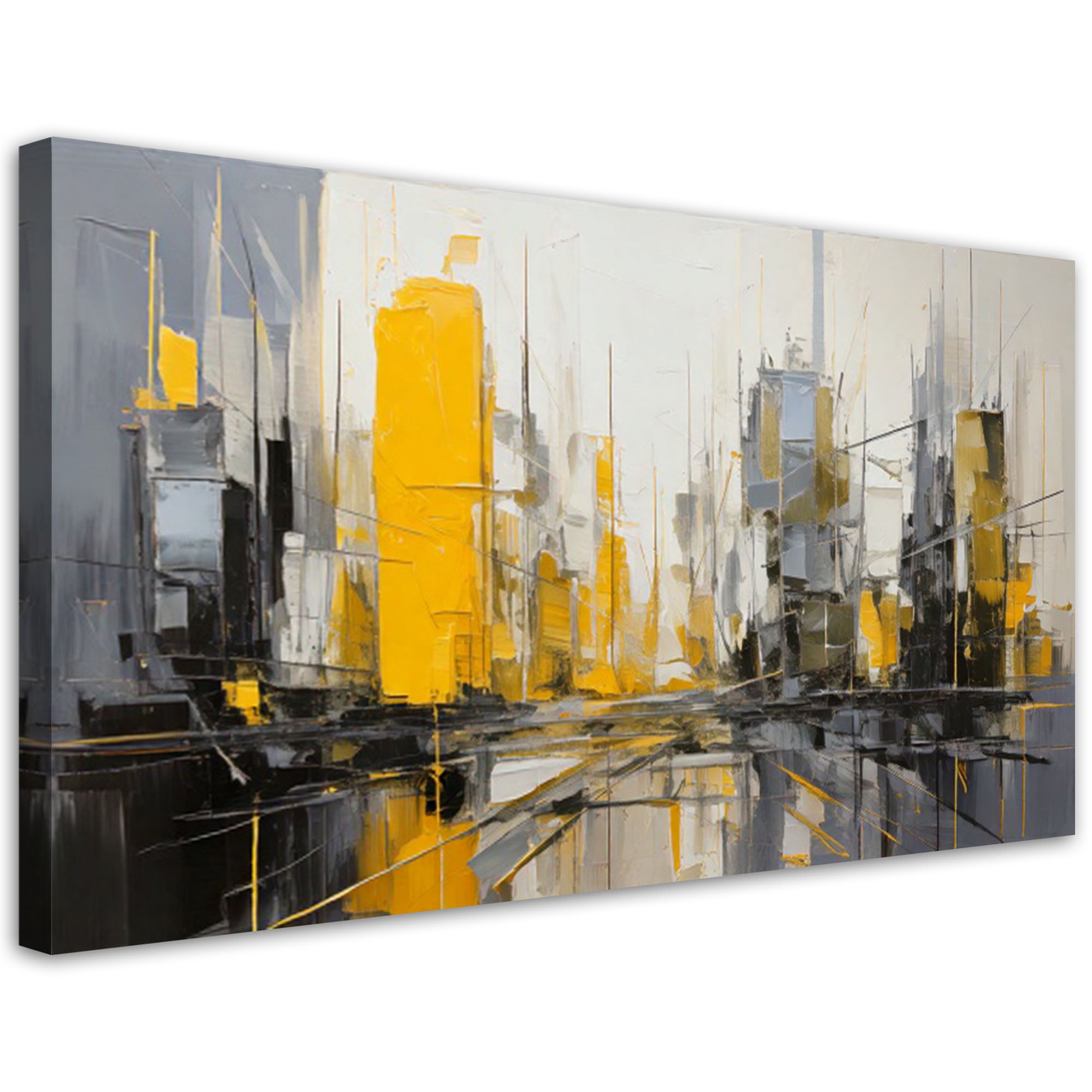 Obraz na płótnie, Miasto Abstrakcja Żółty Szary Minimalizm 120x60