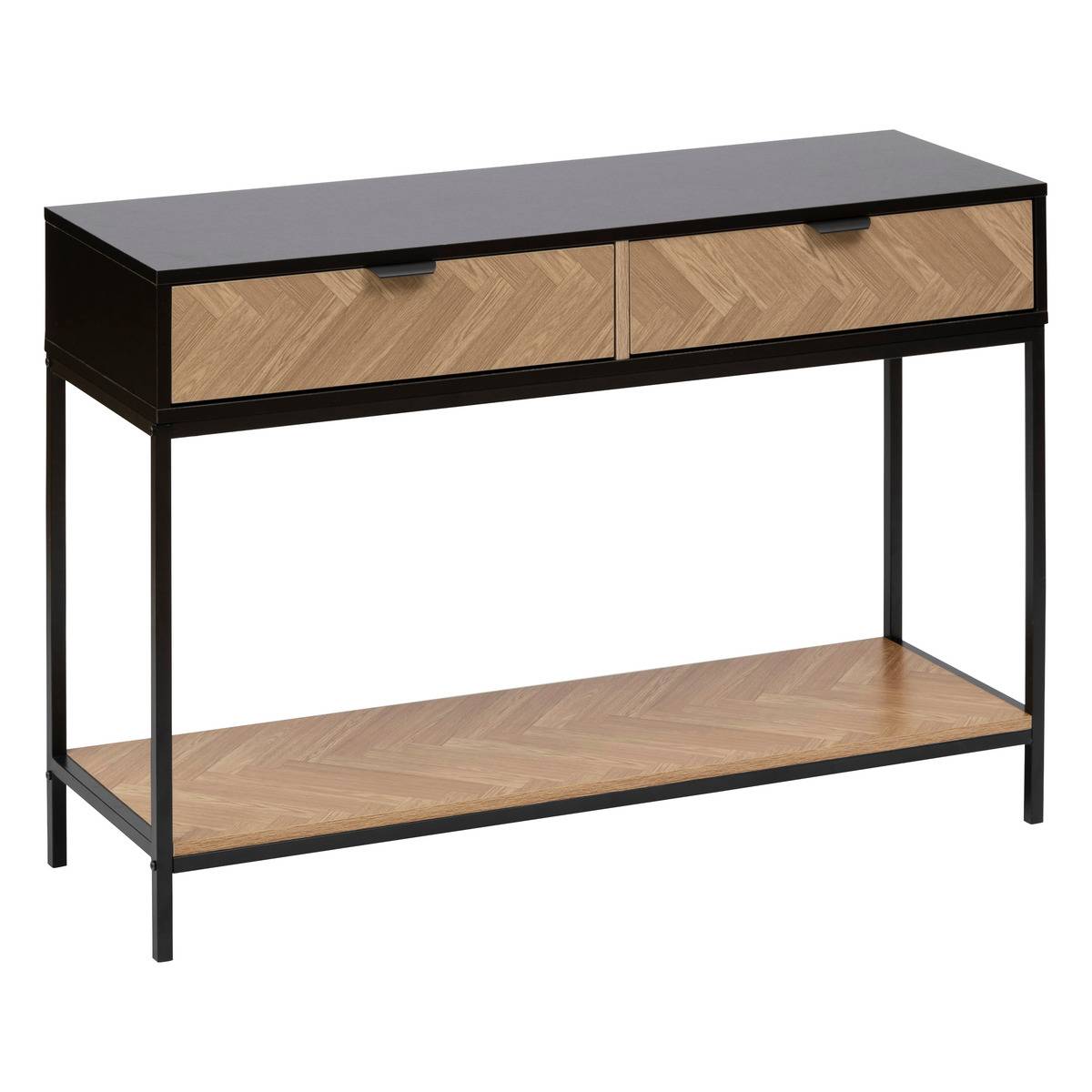 5Five Simply Smart 5Five, Consolle A 2 Cassetti Chevrons In Pino Naturale E Nero 110X75cm Negra , Leroy Merlin