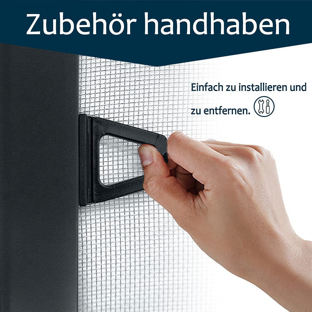 Moustiquaire pour fenêtre avec cadre, filet anti-insectes à cadre tendu en aluminium, sans perçage ni vis - 5