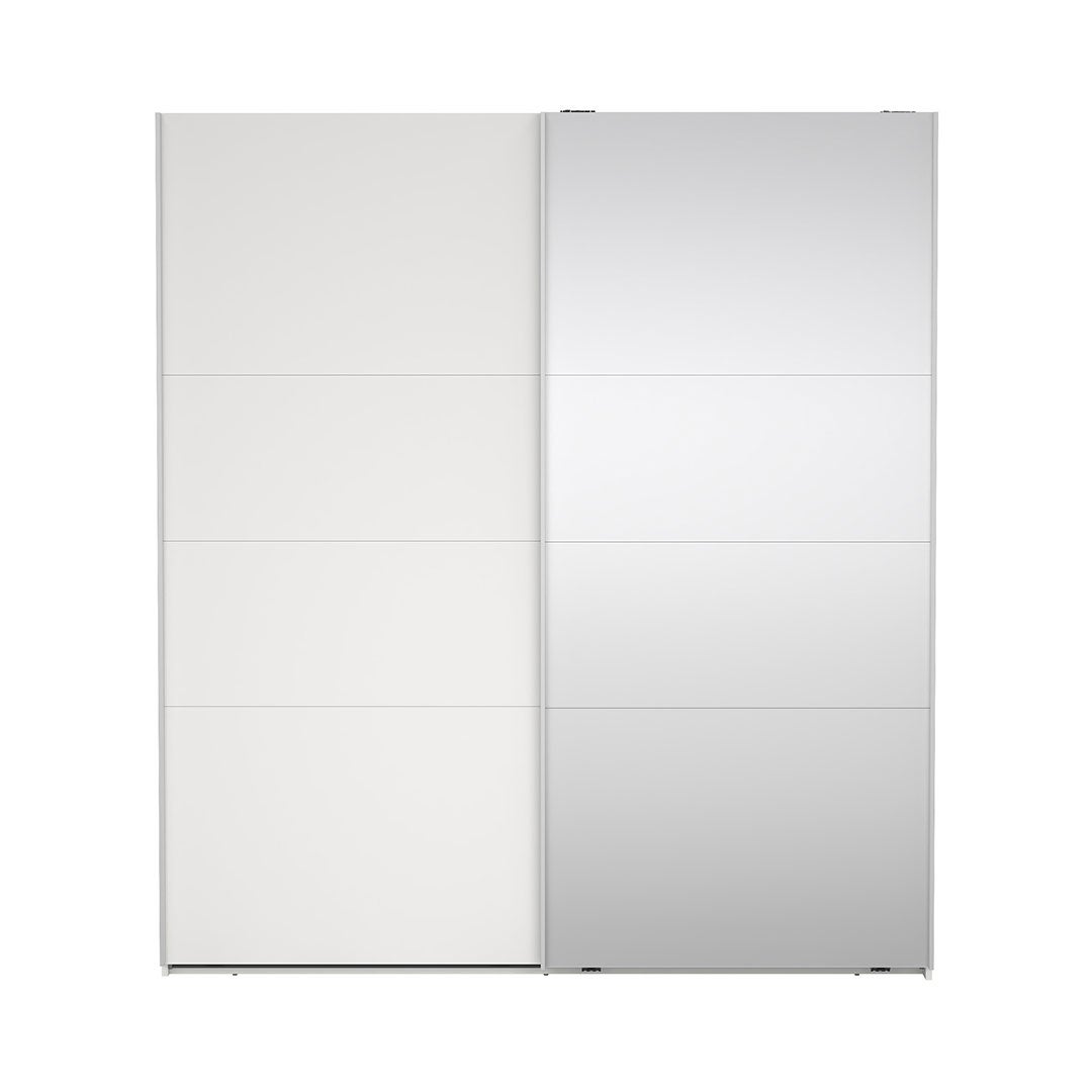 Catania szafa 201x179x67cm, 1 drzwi przesuwne, 1 drzwi przesuwne z lustrem biały.