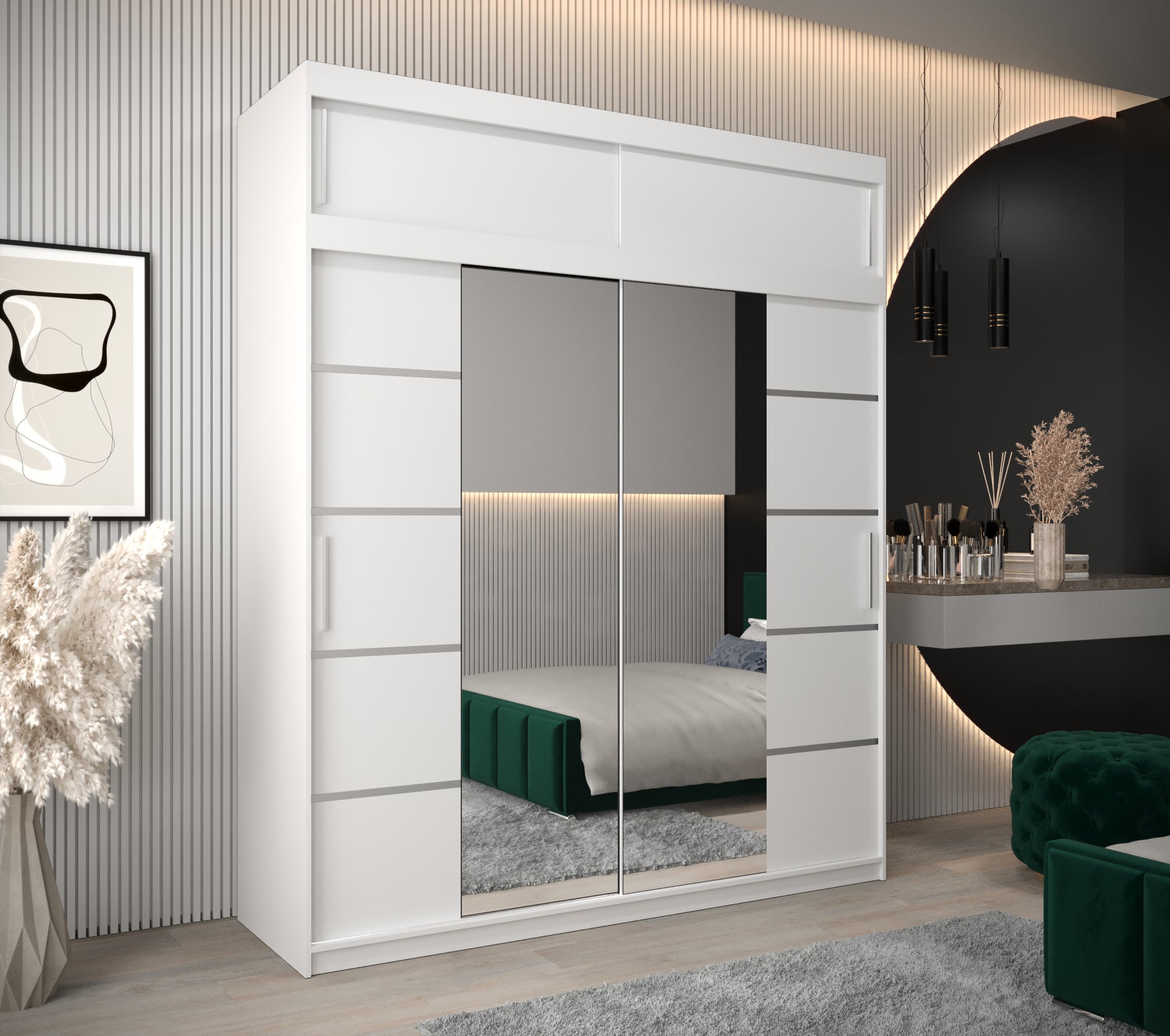 Szafa przesuwna z nadstawką garderoba Verona 4 200 x 62 x 240 cm Biały - Abiks Meble - 2