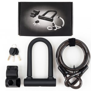 Antivélo U Robuste Avec Câble - Acier Trempé Certifié Sold Secure Argent - Noir