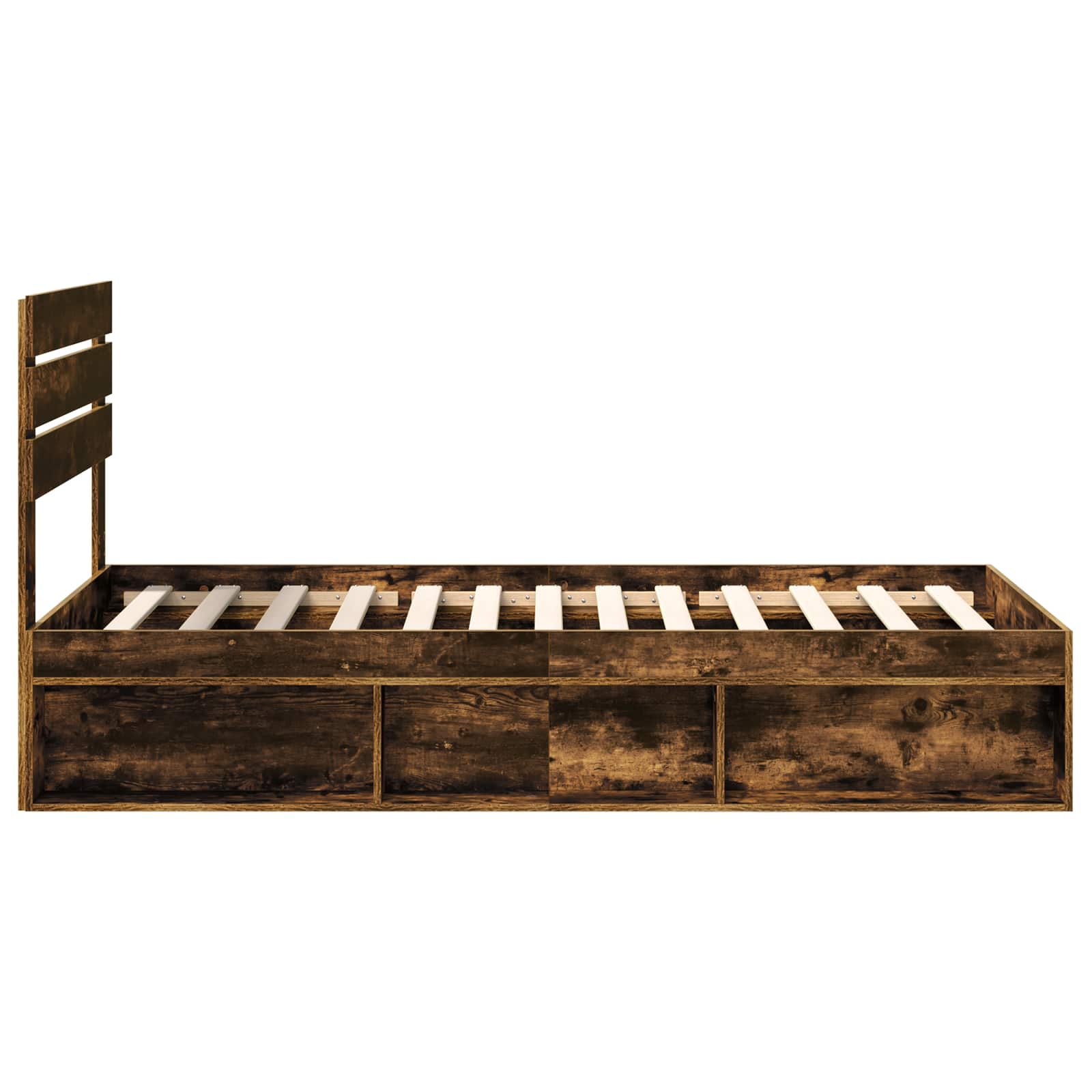 Cadre de lit avec tête de lit chêne fumé 75 x 190 cm en pin massif - 8
