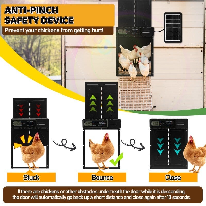 Porte Poulailler Automatique Solaire,Automatique Poulailler en Aluminium avec Panneaux Solaires, Minuterie, IPX3 - 3