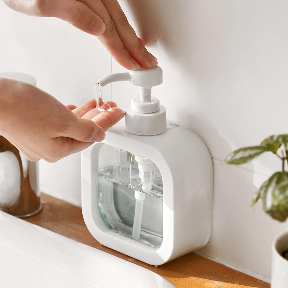 Distributeur Savon, 1 Pièces Flacon Pompe Vide 300ml, Distributeur Liquide Vaisselle Distributeur Shampoing et Gel Douche Salle de Bain - 2