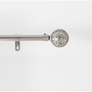 Tringle à Rideaux Télescopique 1 Voie - Réglable 120-210 Cm, Chromée, Avec Supports