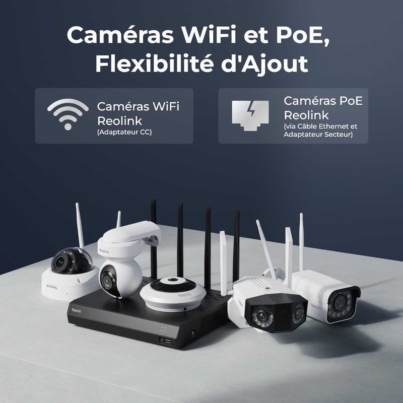 Caméra de surveillance 12CH 2To WiFi NVR filaire, Reolink - 4