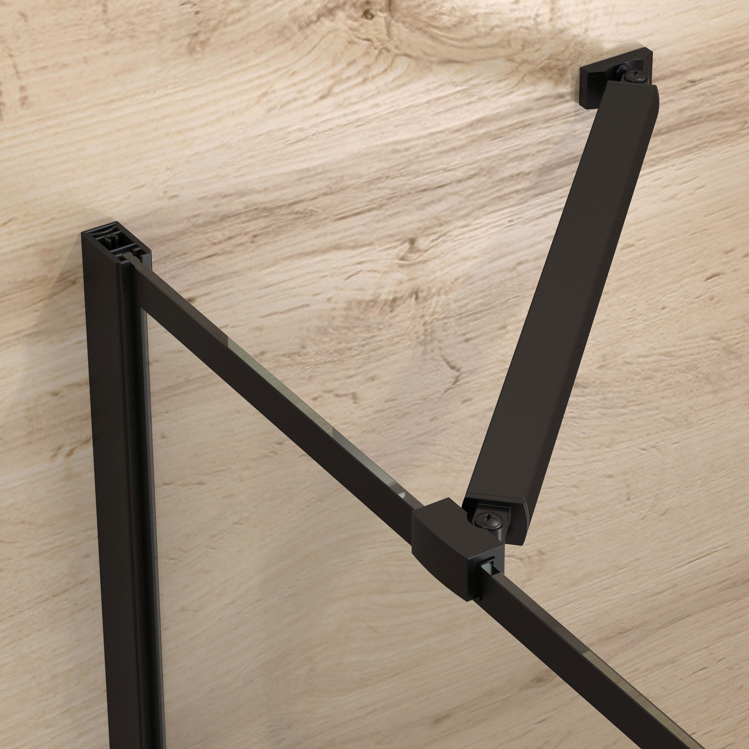 Pare baignoire avec volet pivotant - profile noir mat - 130x104 (HxL) - verre 5mm sérigraphié - 2