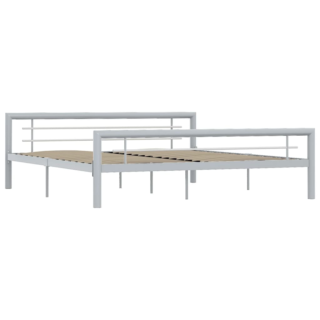 Łóżko Metalowe Białe Rama Łóżka Ze Stelażem DO Pokoju Sypialni 180x200 cm
