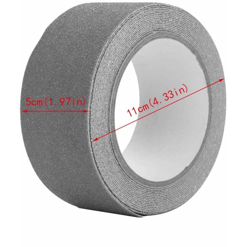 Ruban antidérapant en PVC gris 5m x 5cm pour escaliers, marches, sols, décoration de sécurité - 3