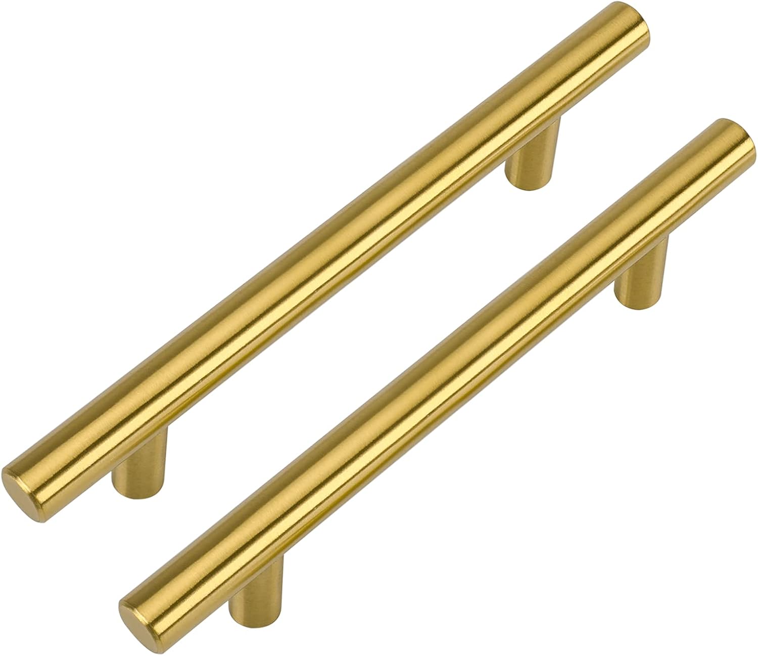(2 sztuki, szczotkowane złoto) Uchwyt aluminiowy, gałka w kształcie litery T ze stali nierdzewnej, rozstaw osi 128 mm, uchwyt do drzwi szafki szuflad
