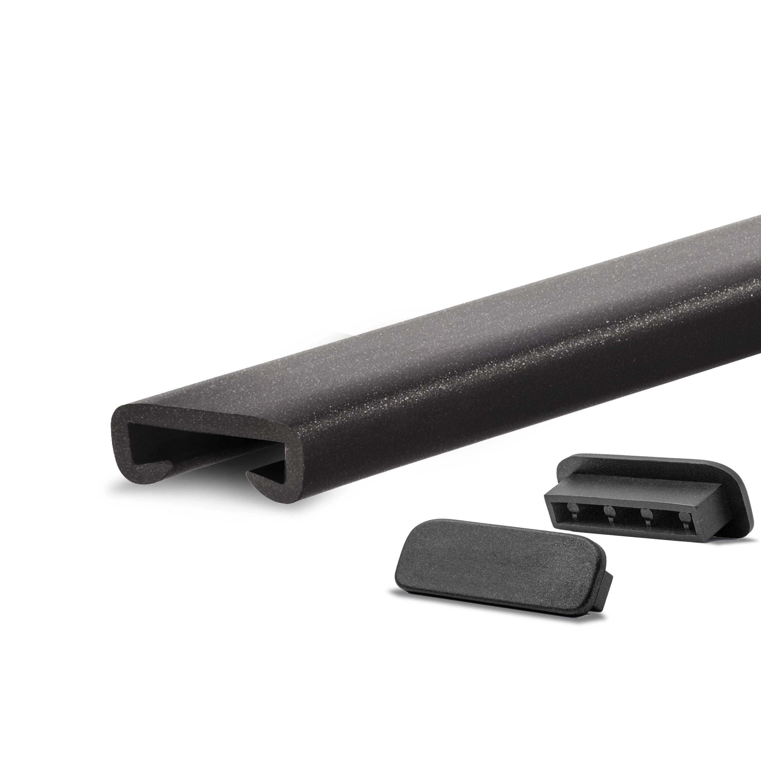 Poręcz PVC 40x8 mm - nakładka na poręcz schodową antypoślizgowa PREMIUM - 1 m, czarno-srebrna