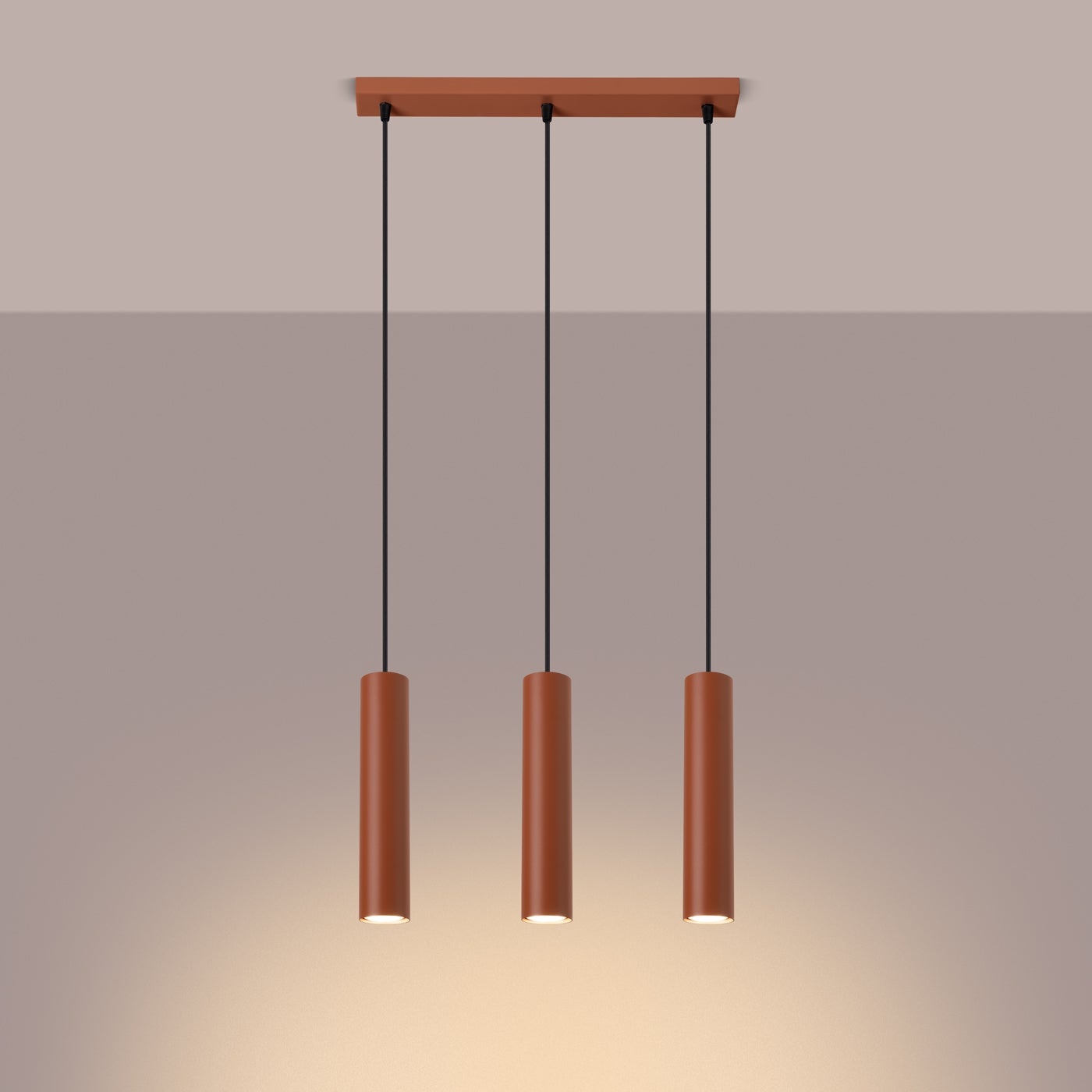 Lampa wisząca TORIS 3L ochra czerwona LED 3000K - 45x6x98cm Sollux