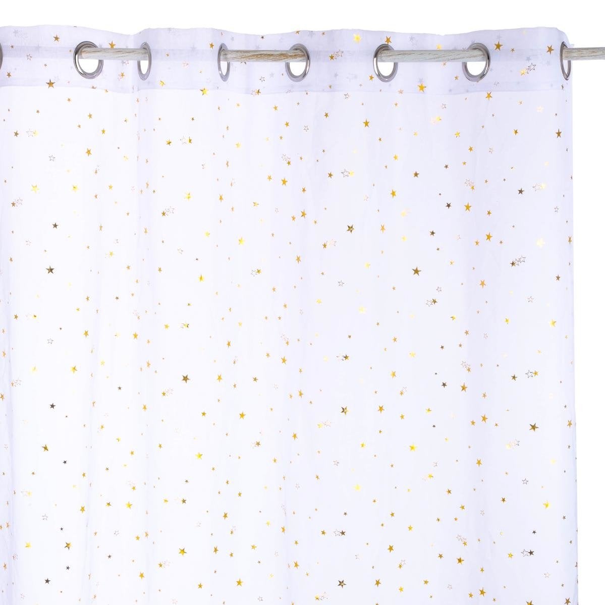 Rideau De Fenêtre En Voile étoilé Argenté - 100 X 270 Cm, Polyester, Rose, Pour Chambre Enfant Ou Salon