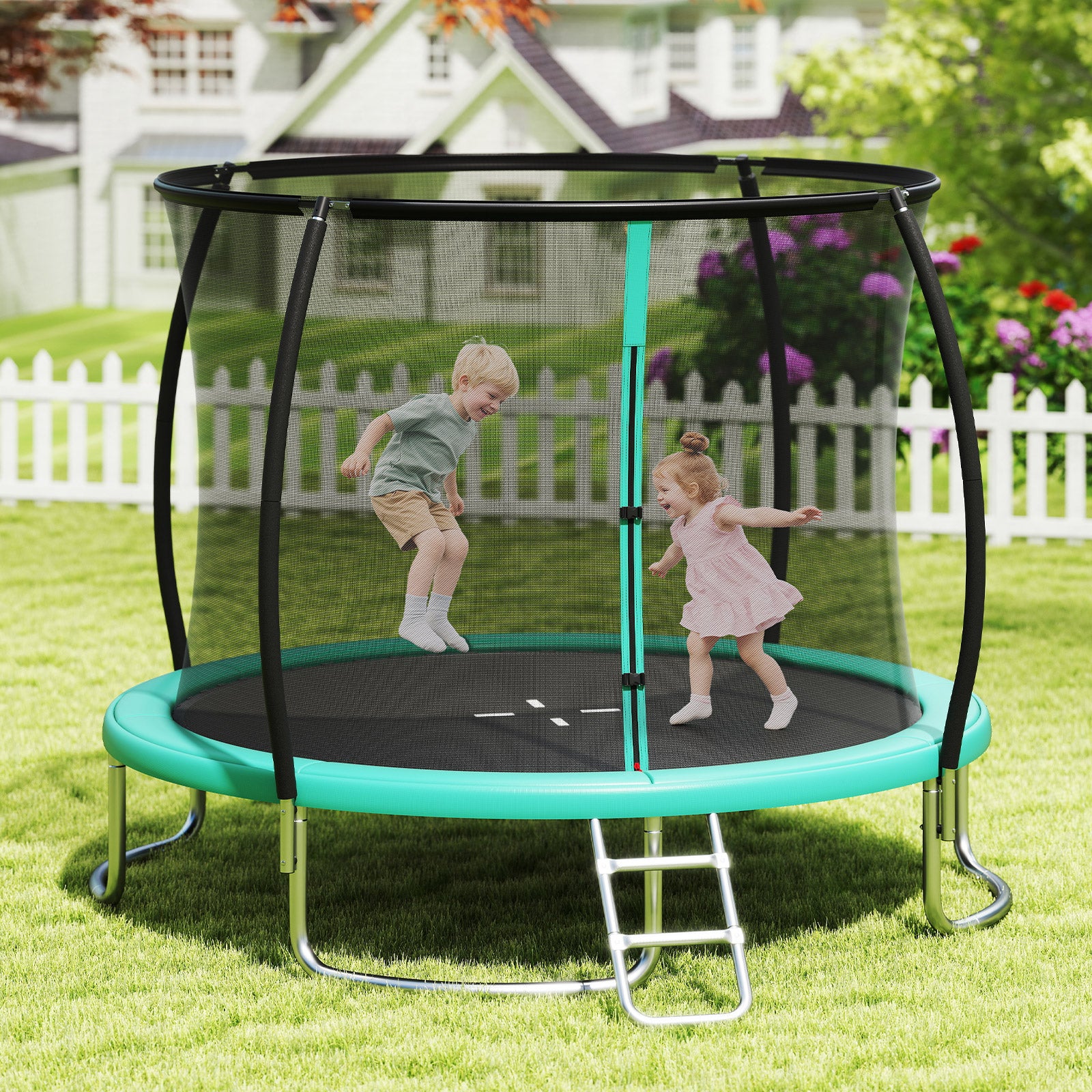 Cama Elástica COSTWAY De 244 Cm Con Red De Seguridad, Trampolín Para Niños Y Adultos, Apto Para Exterior