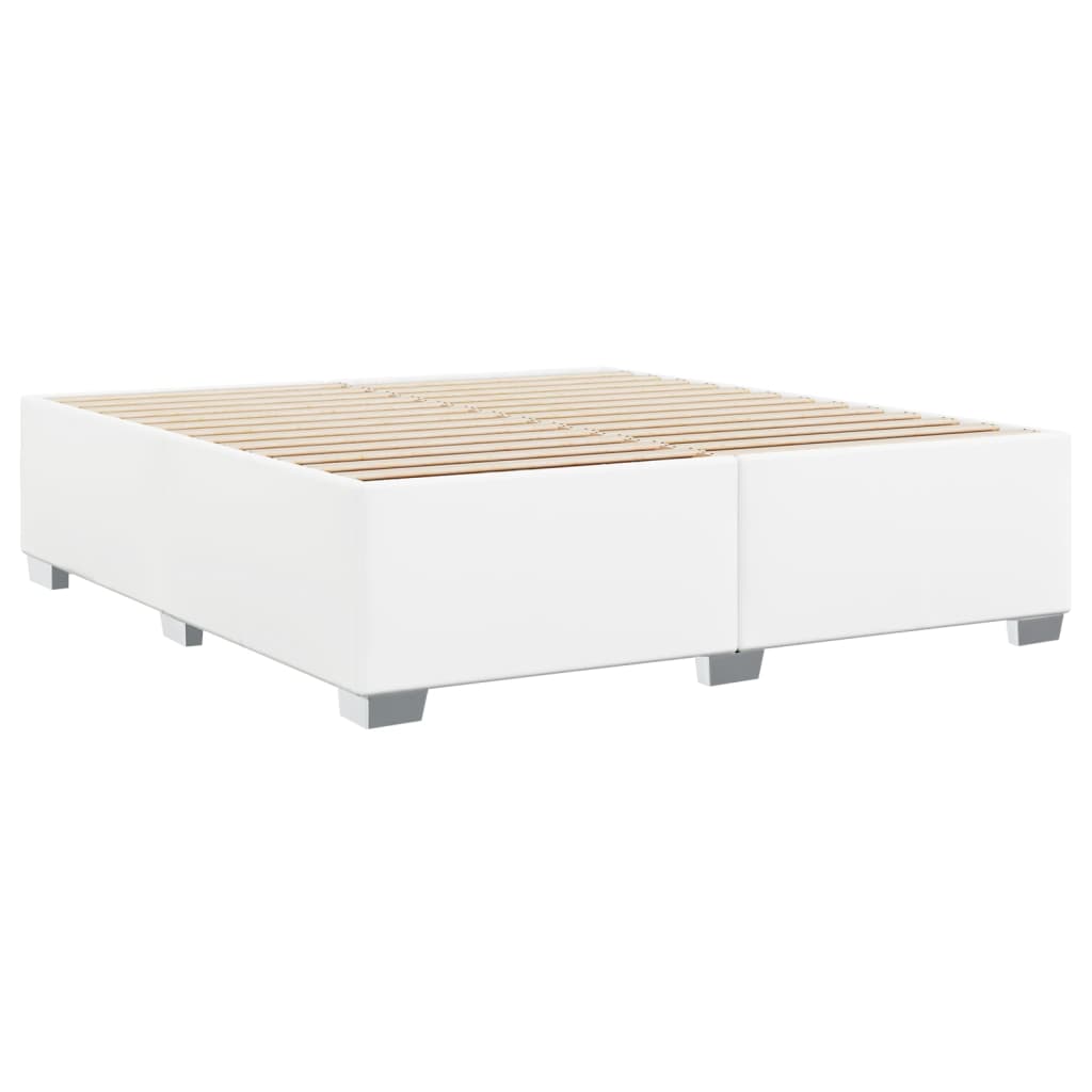 Cadre de lit sans matelas en similicuir blanc pour la chambre, 200 × 200 cm - 6
