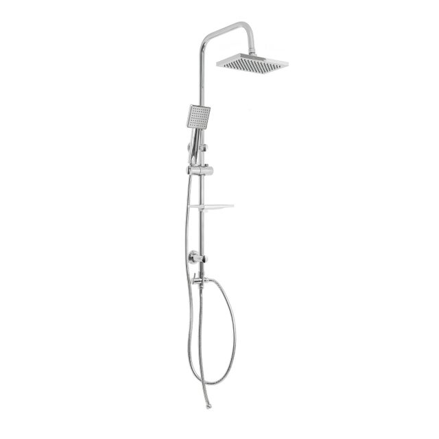 Colonna doccia attrezzata luna ottone cromato soffione e doccetta quadrati *** materiale staffe a parete : abs