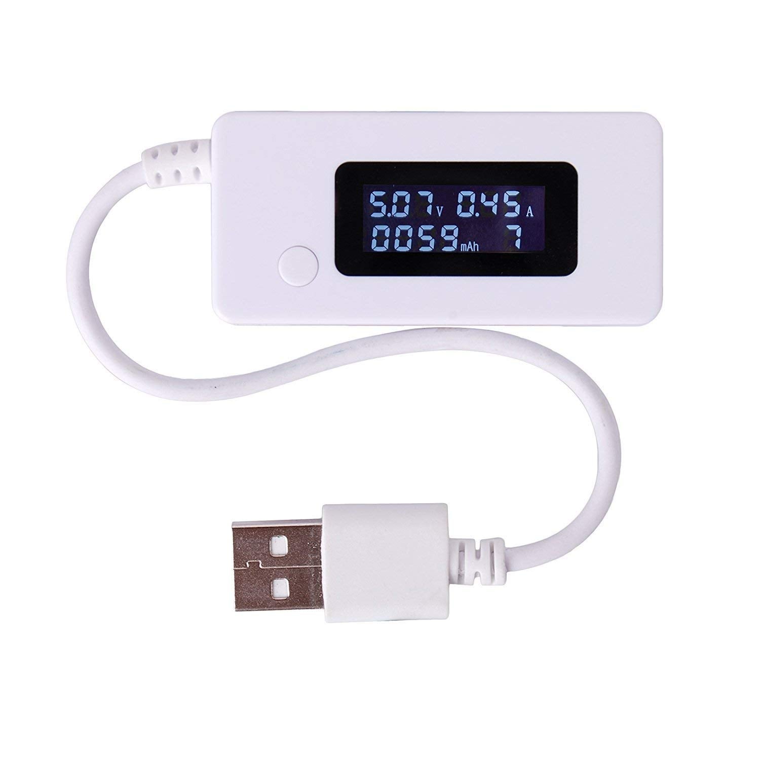 Biały podświetlany wyświetlacz LCD, cyfrowy woltomierz USB, amperomierz, miernik pojemności ładowania, detektor