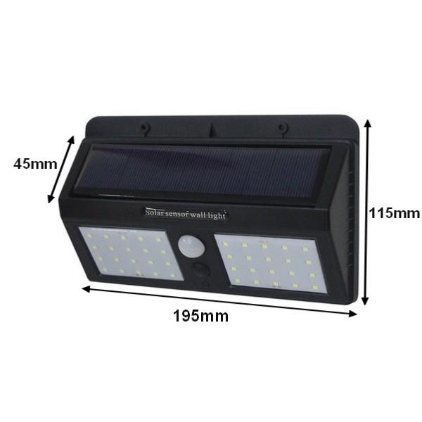 Applique Murale Solaire LED Noire 1.5W IP54 avec Détecteur de Mouvement - Blanc Froid 6000K - 8000K - SILAMP - 3