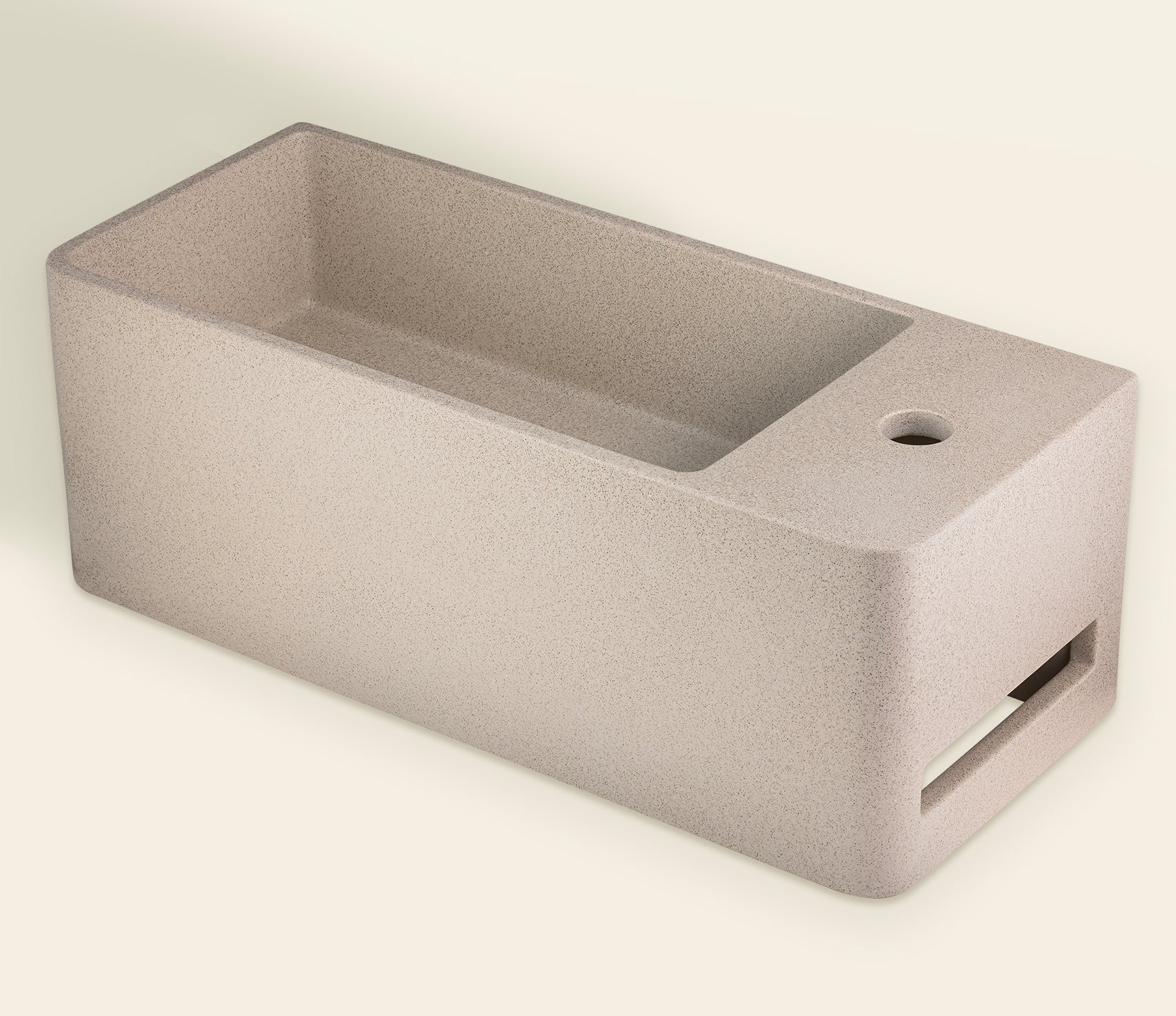 Vasque suspendue 55x23x20 KATE en béton minéral écru chiné BASS - 2