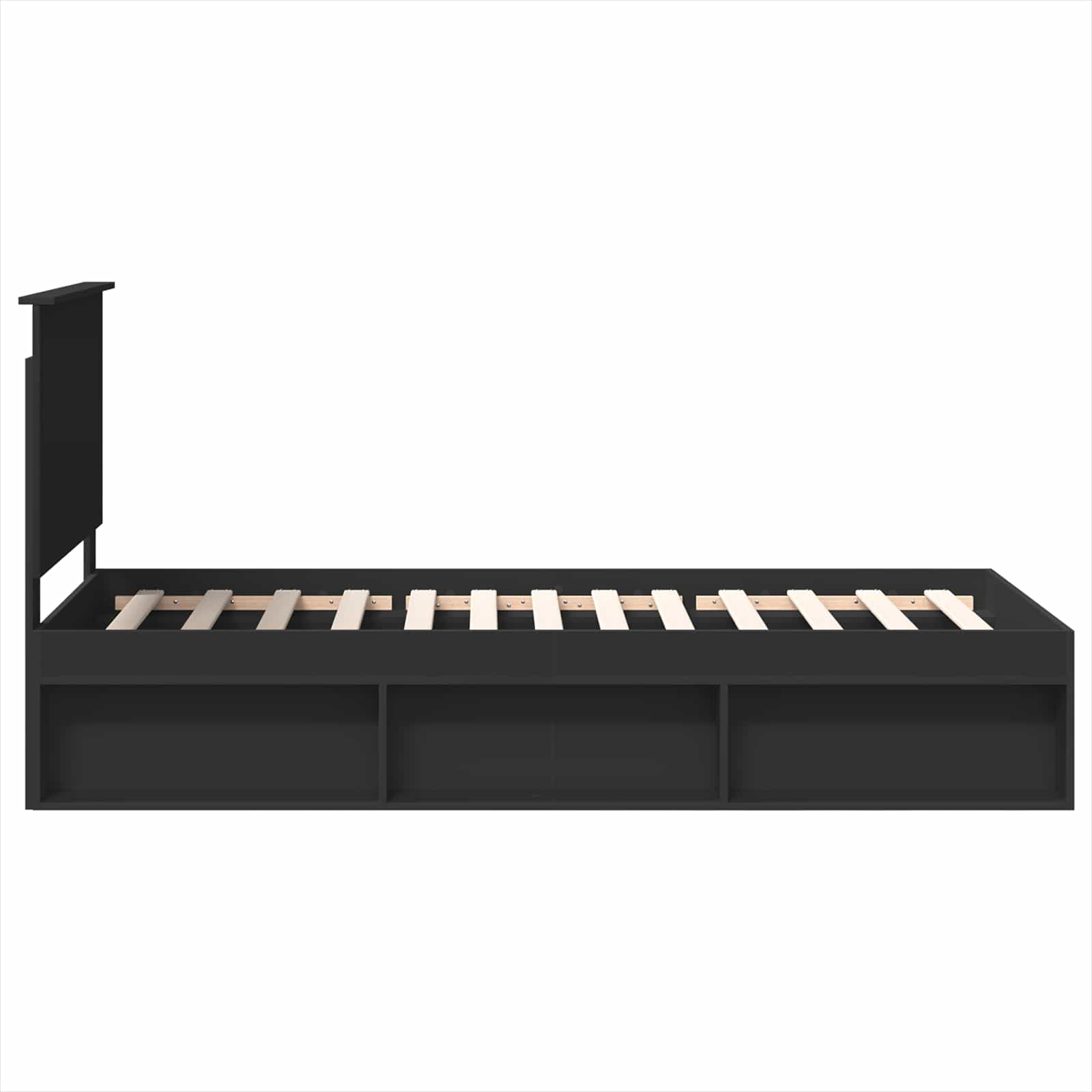 Cadre de lit noir en bois de pin massif, pour la chambre, 90 × 200 cm - 8