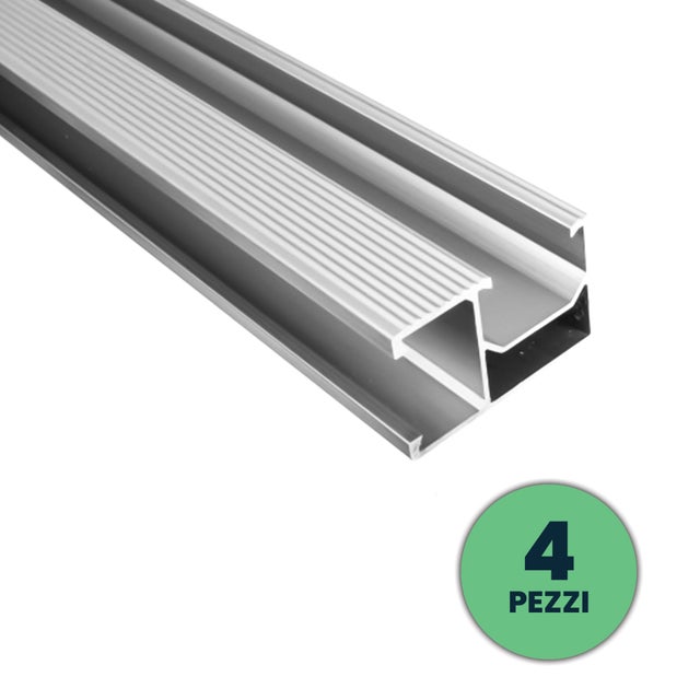 Profili in Alluminio per Fissaggio Pannelli Solari Fotovoltaici Lunghezza 2m 4pz