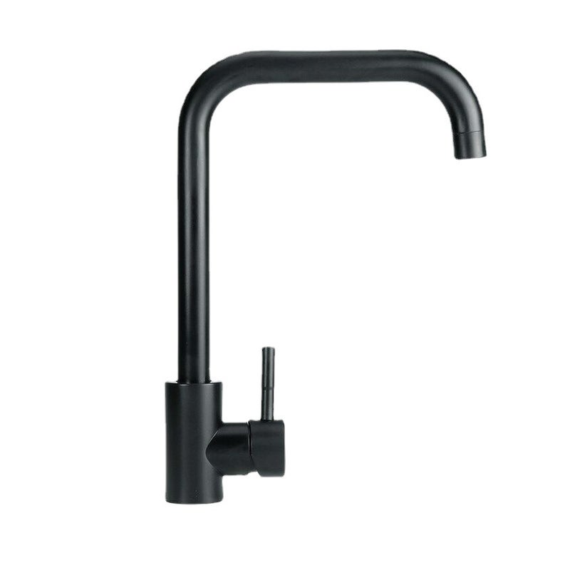 Czarny kran kuchenny ze stali nierdzewnej z wysoką wylewką, bateria kuchenna