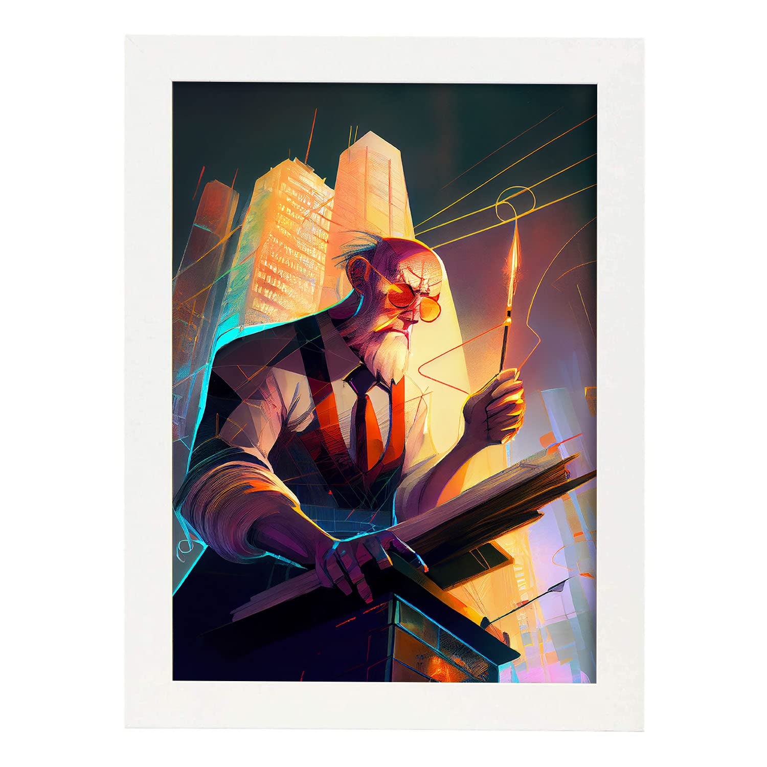 Nacnic poster de arquímedes en estilo retrato a todo color ilustraciones y caricaturas de inventores y creadores históricos diseño y a3 marcos blanco