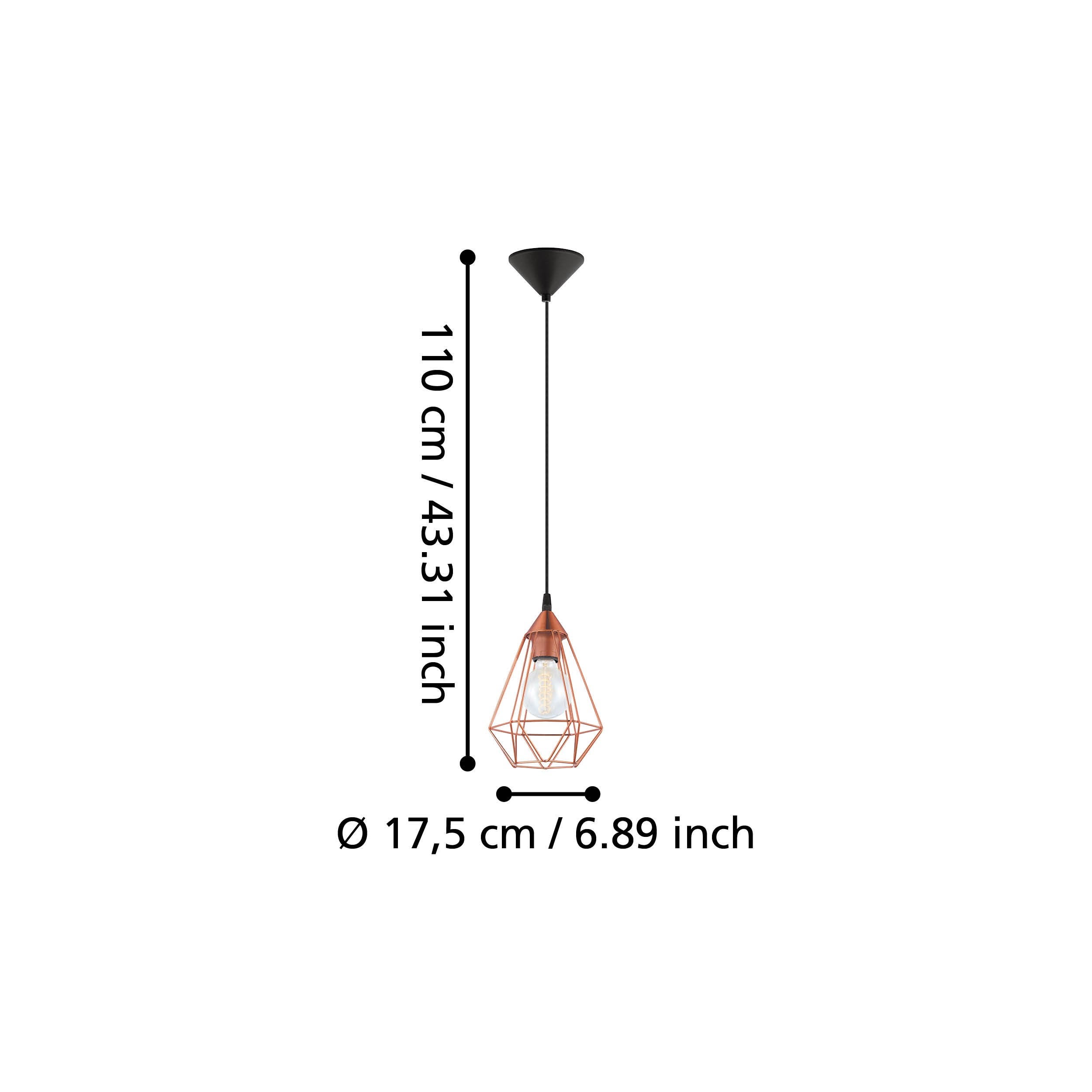 Lampe suspendue Tarbes D17,5 cm Couleur cuivré 94193 EGLO - 5